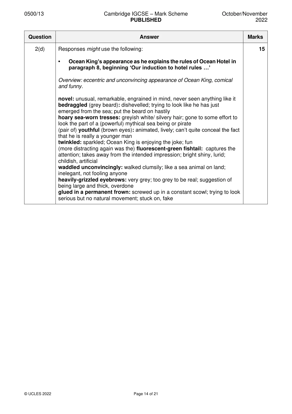 Mark scheme, page 14 of 21