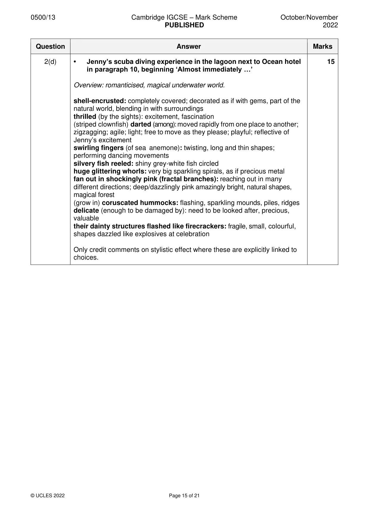 Mark scheme, page 15 of 21
