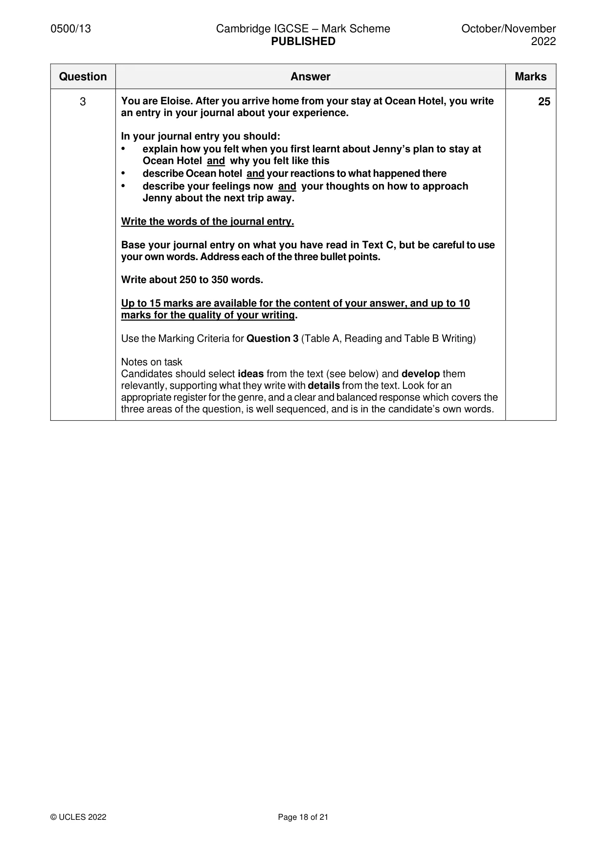 Mark scheme, page 18 of 21