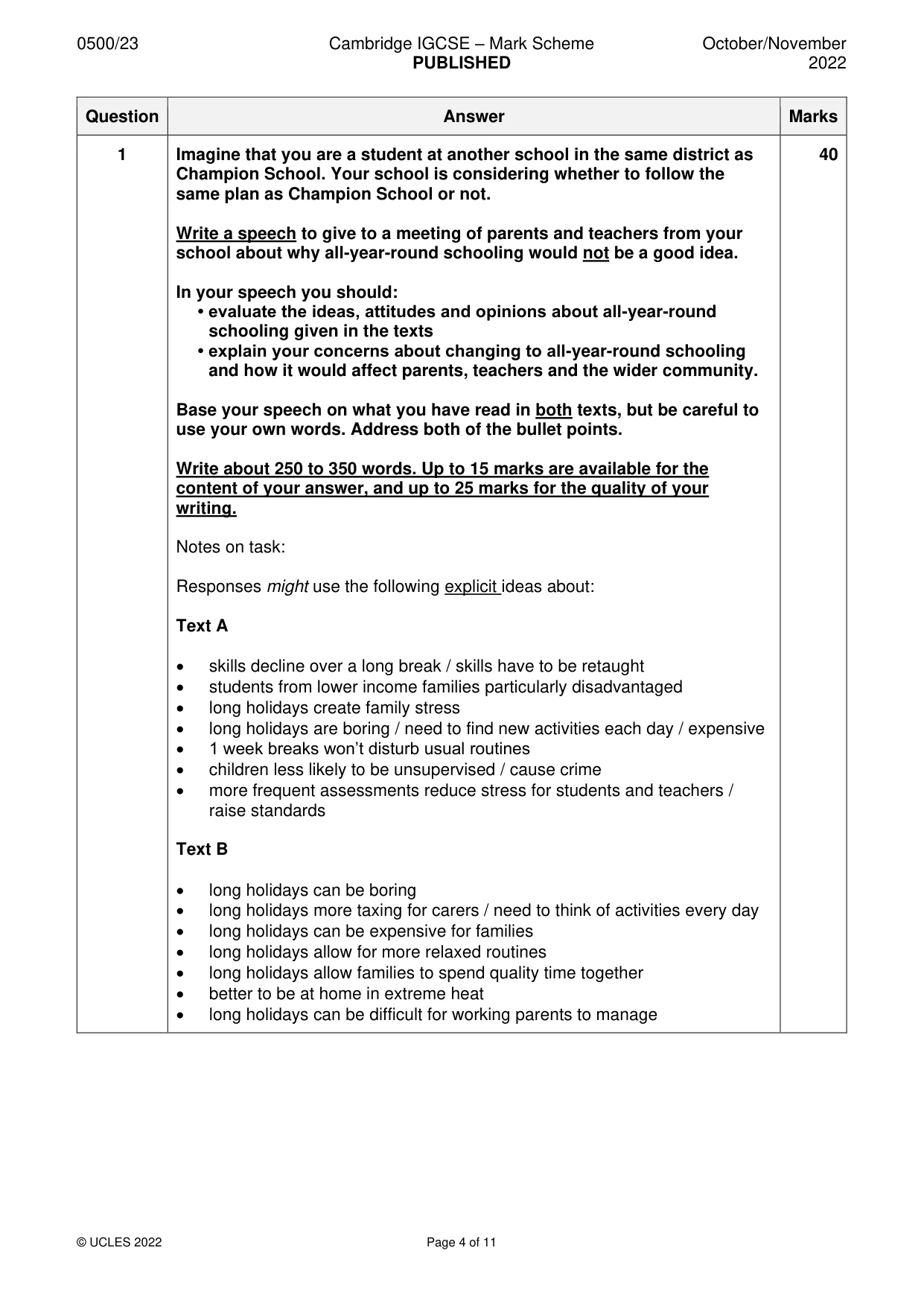 Mark scheme, page 4 of 11