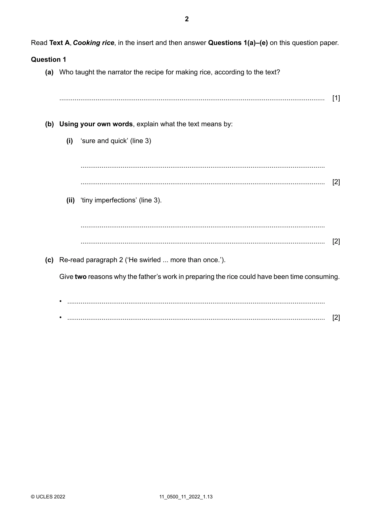 Cambridge IGCSE English - First Language 0500 2022 Oct/Nov Paper 1 · Variant 1 question paper, page 2 of 16