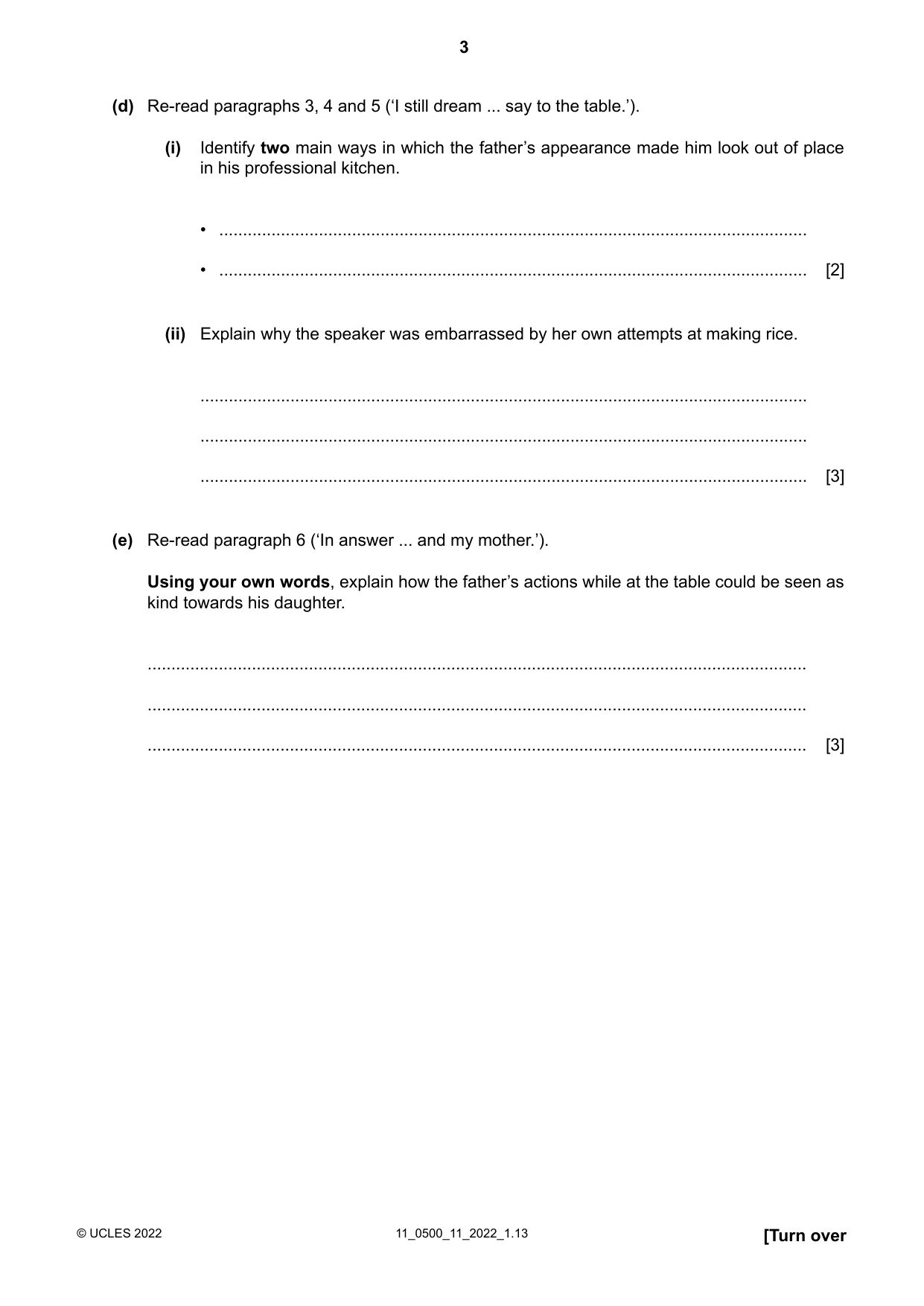 Cambridge IGCSE English - First Language 0500 2022 Oct/Nov Paper 1 · Variant 1 question paper, page 3 of 16