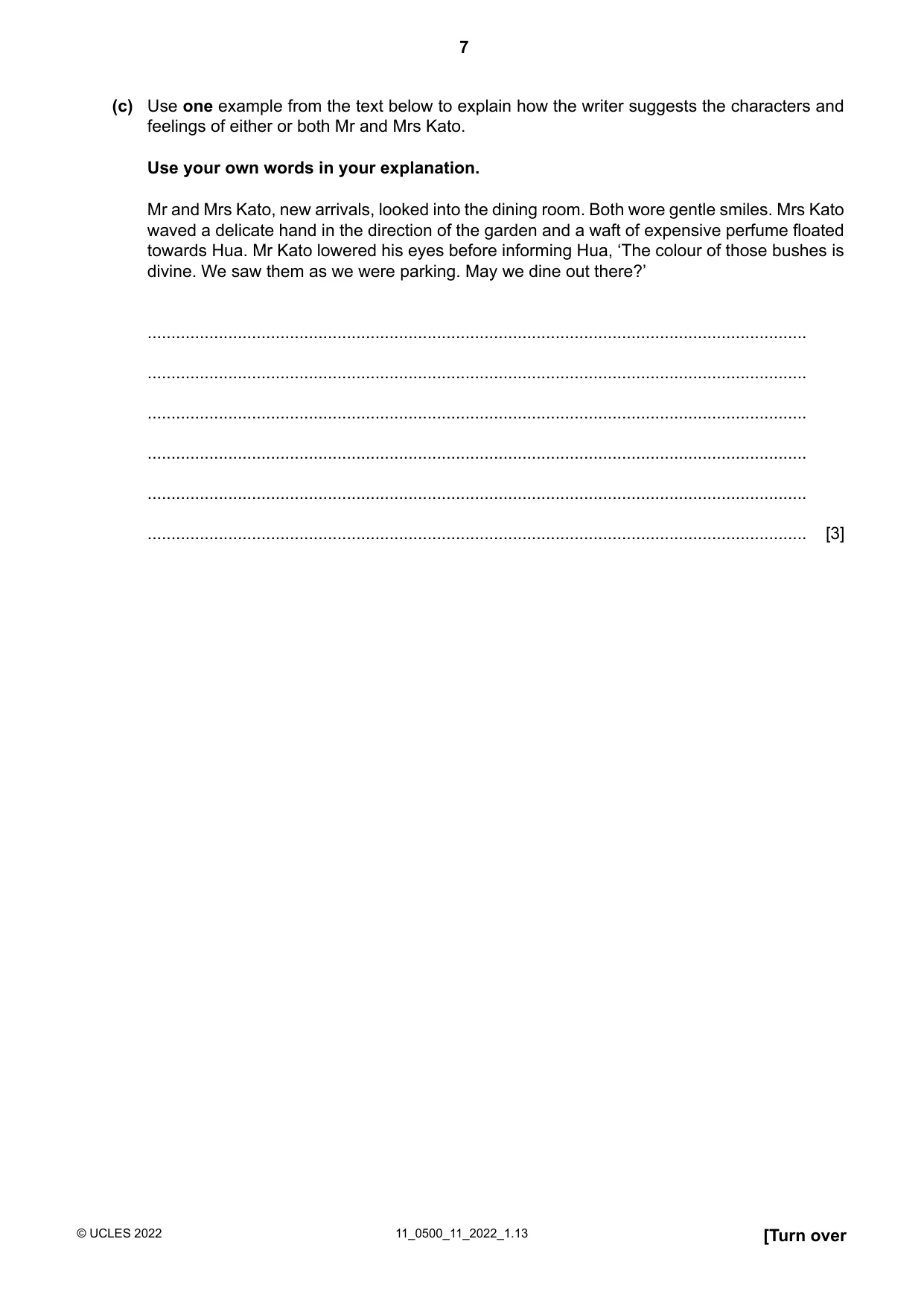 Cambridge IGCSE English - First Language 0500 2022 Oct/Nov Paper 1 · Variant 1 question paper, page 7 of 16