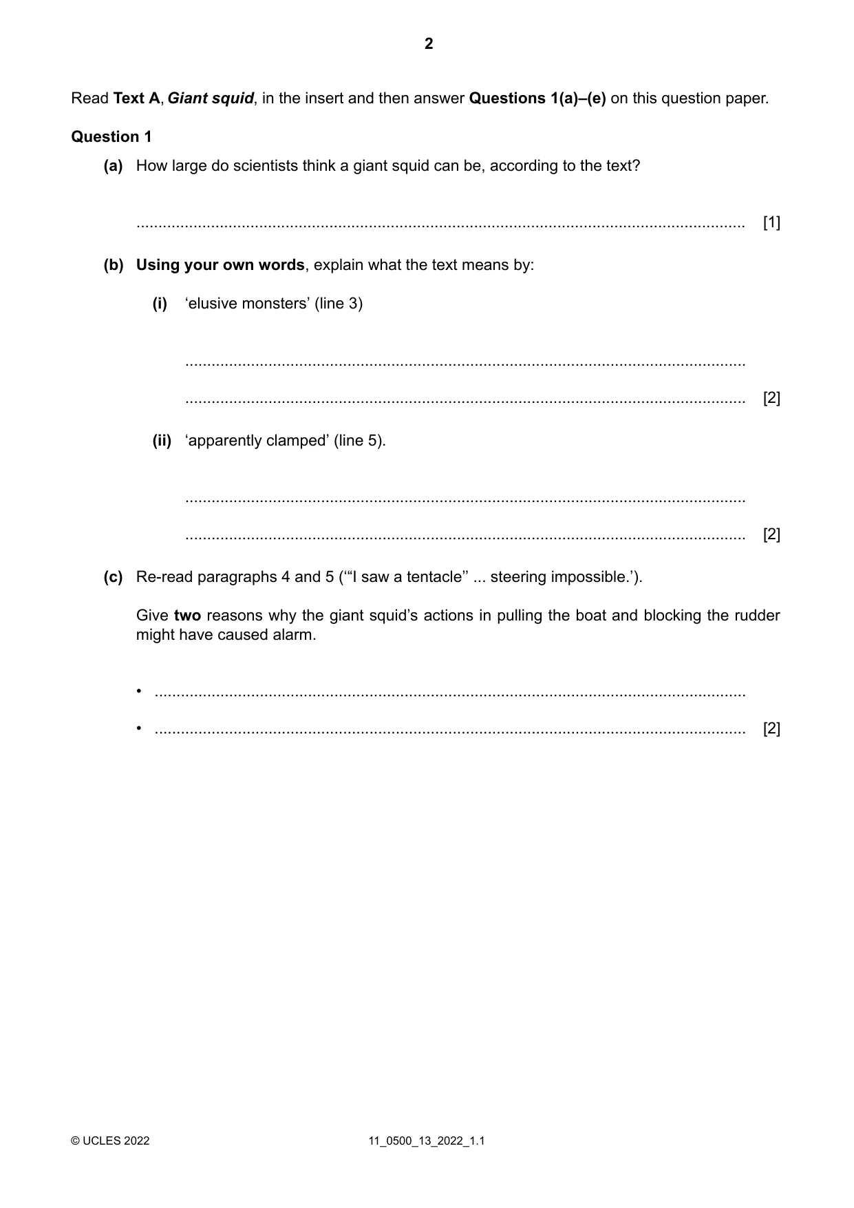 Cambridge IGCSE English - First Language 0500 2022 Oct/Nov Paper 1 · Variant 3 question paper, page 2 of 16