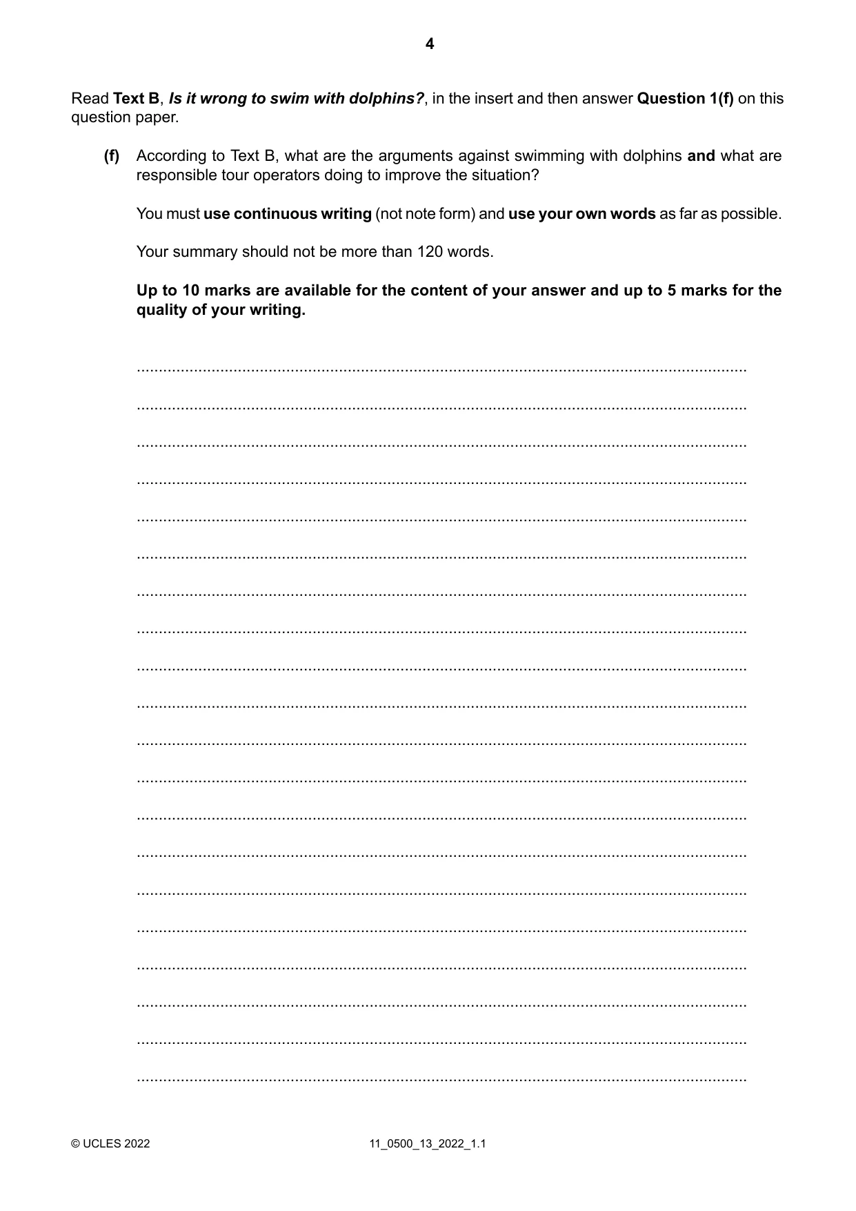 Cambridge IGCSE English - First Language 0500 2022 Oct/Nov Paper 1 · Variant 3 question paper, page 4 of 16