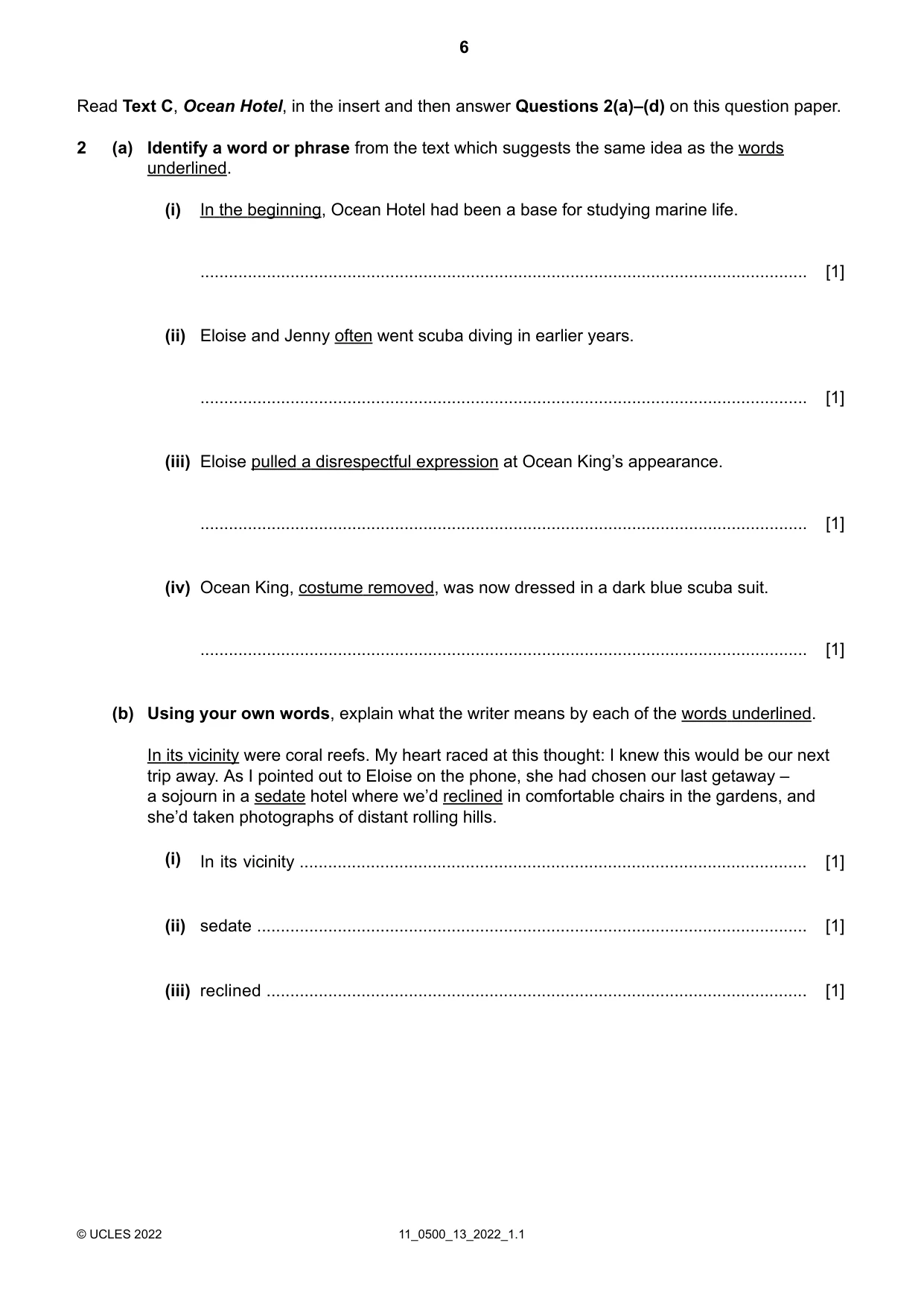 Cambridge IGCSE English - First Language 0500 2022 Oct/Nov Paper 1 · Variant 3 question paper, page 6 of 16