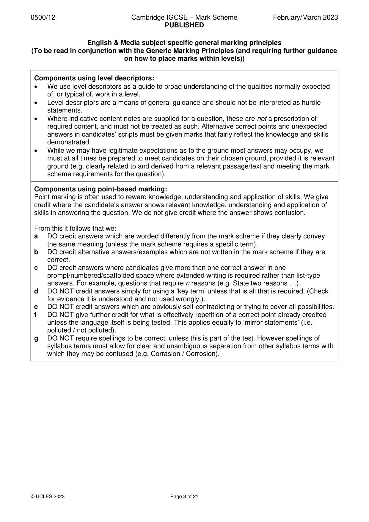 Mark scheme, page 3 of 21