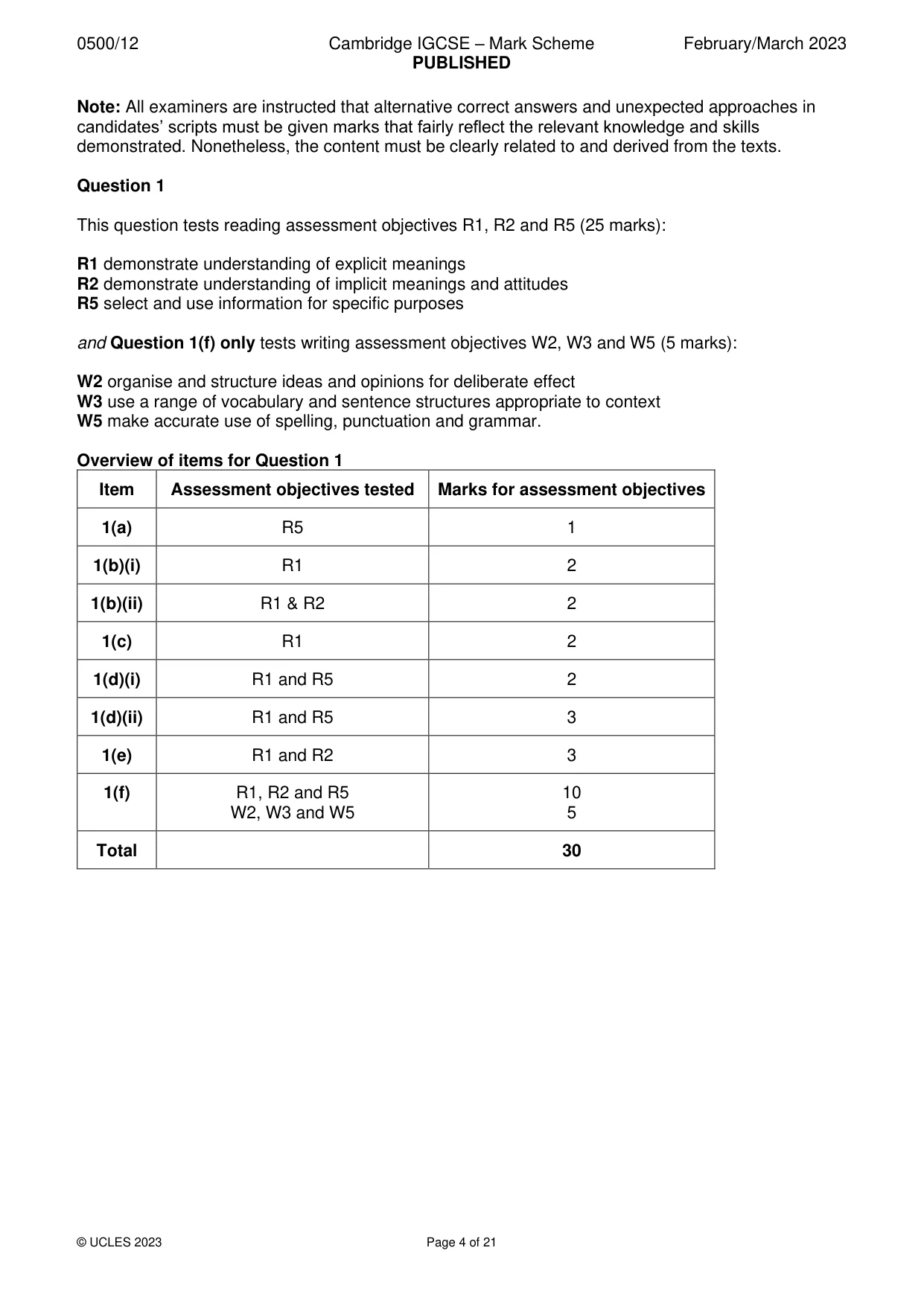 Mark scheme, page 4 of 21