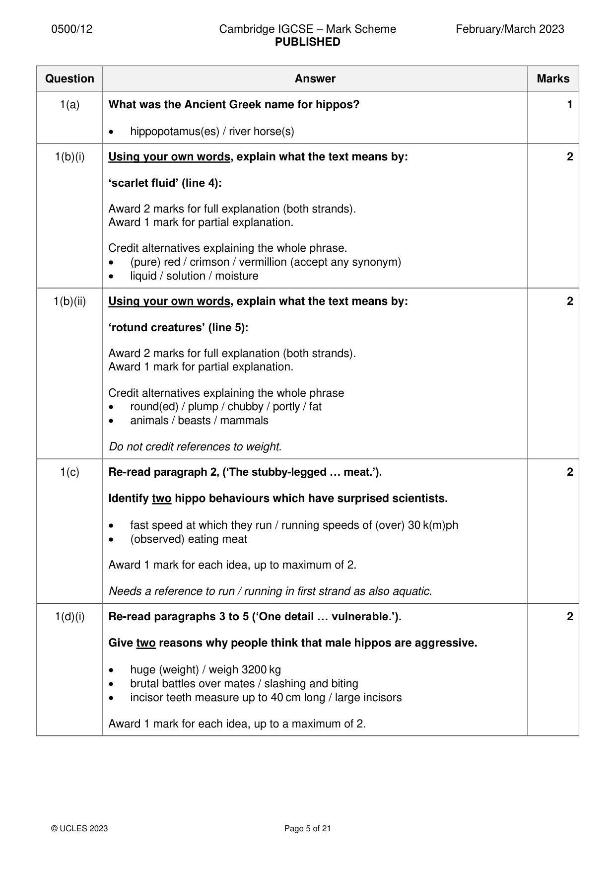 Mark scheme, page 5 of 21