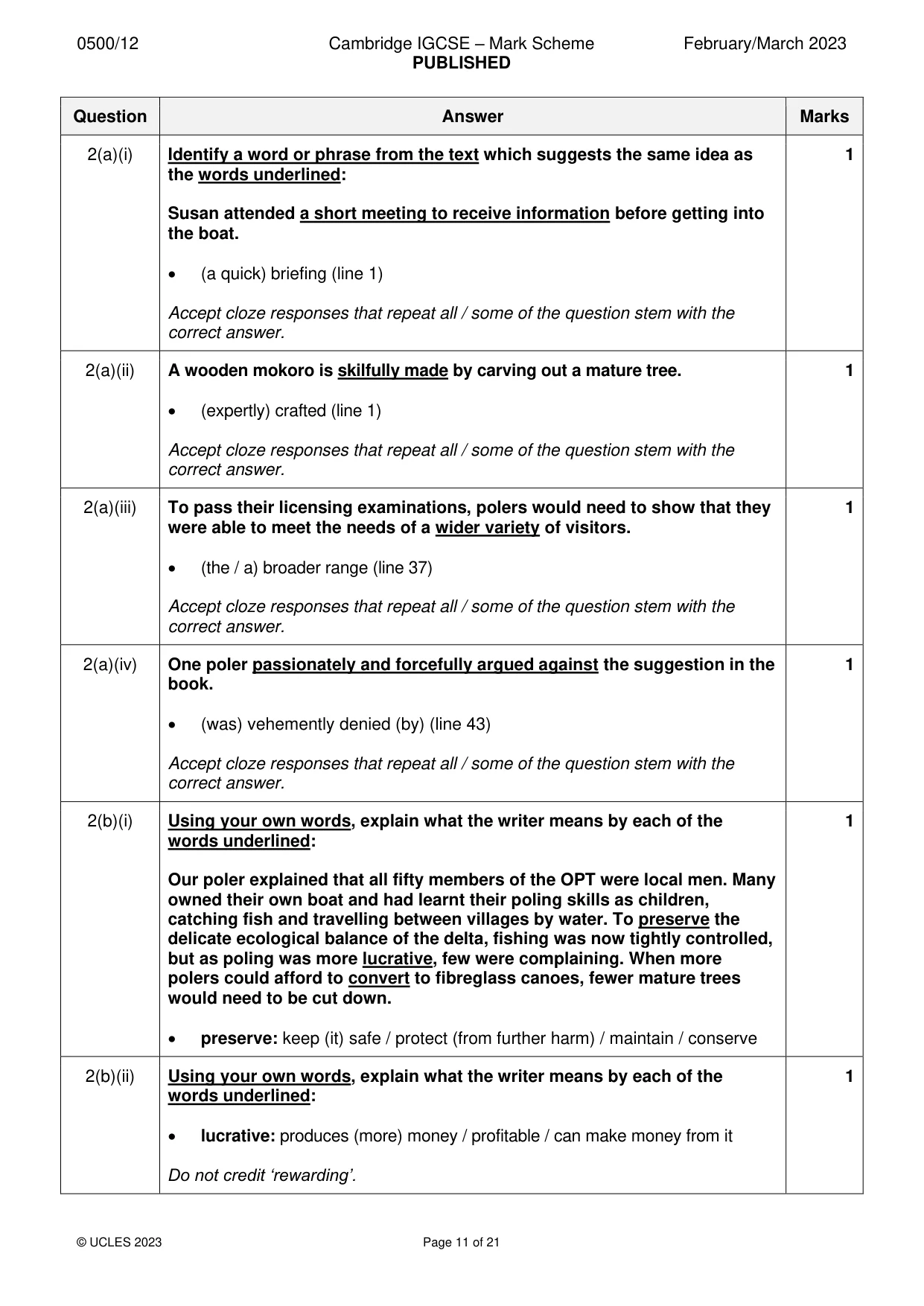 Mark scheme, page 11 of 21