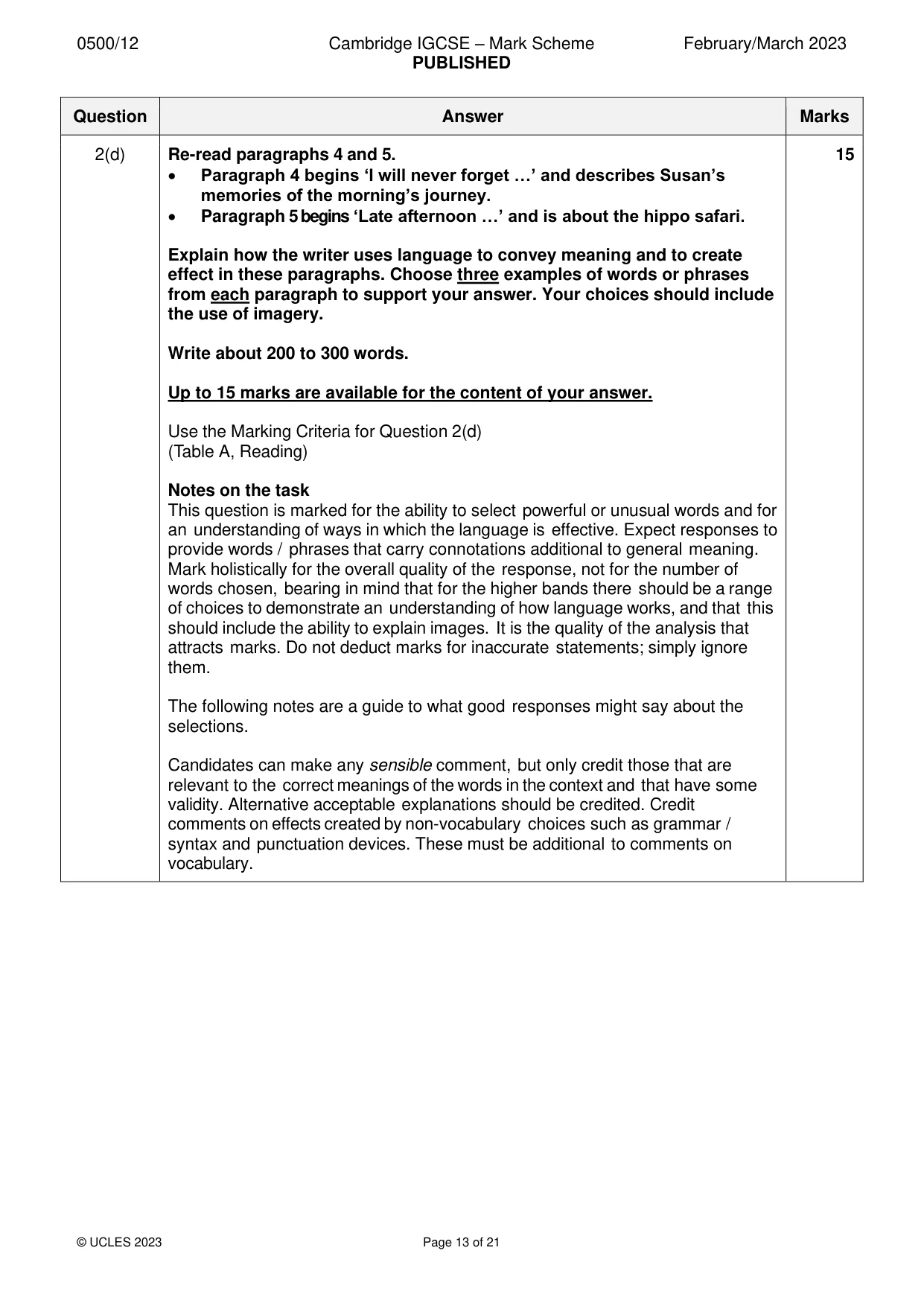 Mark scheme, page 13 of 21