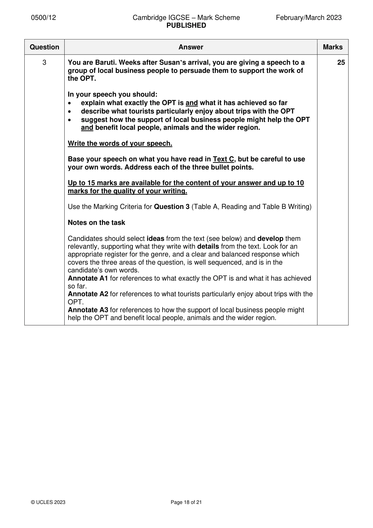 Mark scheme, page 18 of 21