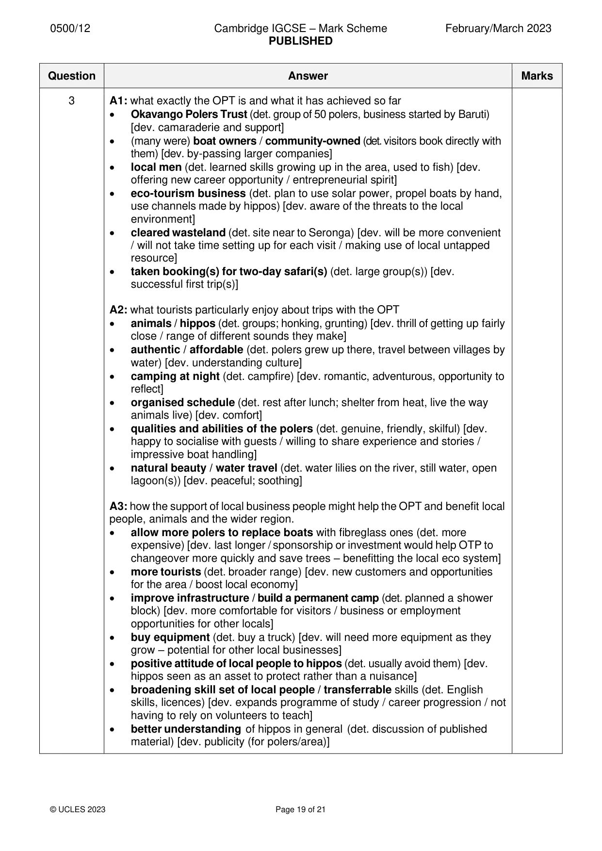 Mark scheme, page 19 of 21