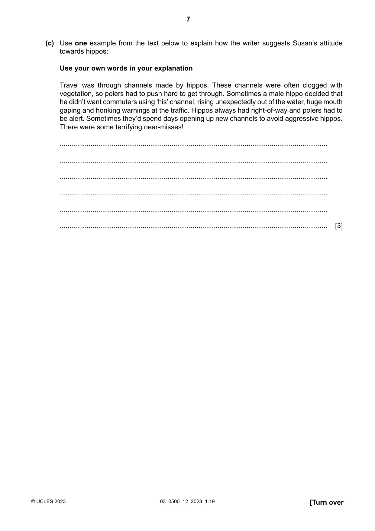 Cambridge IGCSE English - First Language 0500 2023 Feb/March Paper 1 · Variant 2 question paper, page 7 of 16