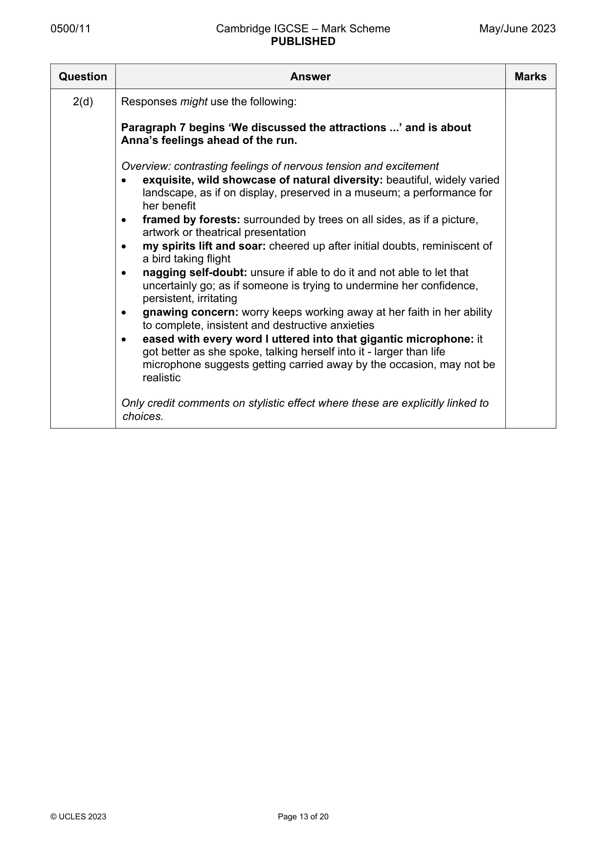 Mark scheme, page 13 of 20