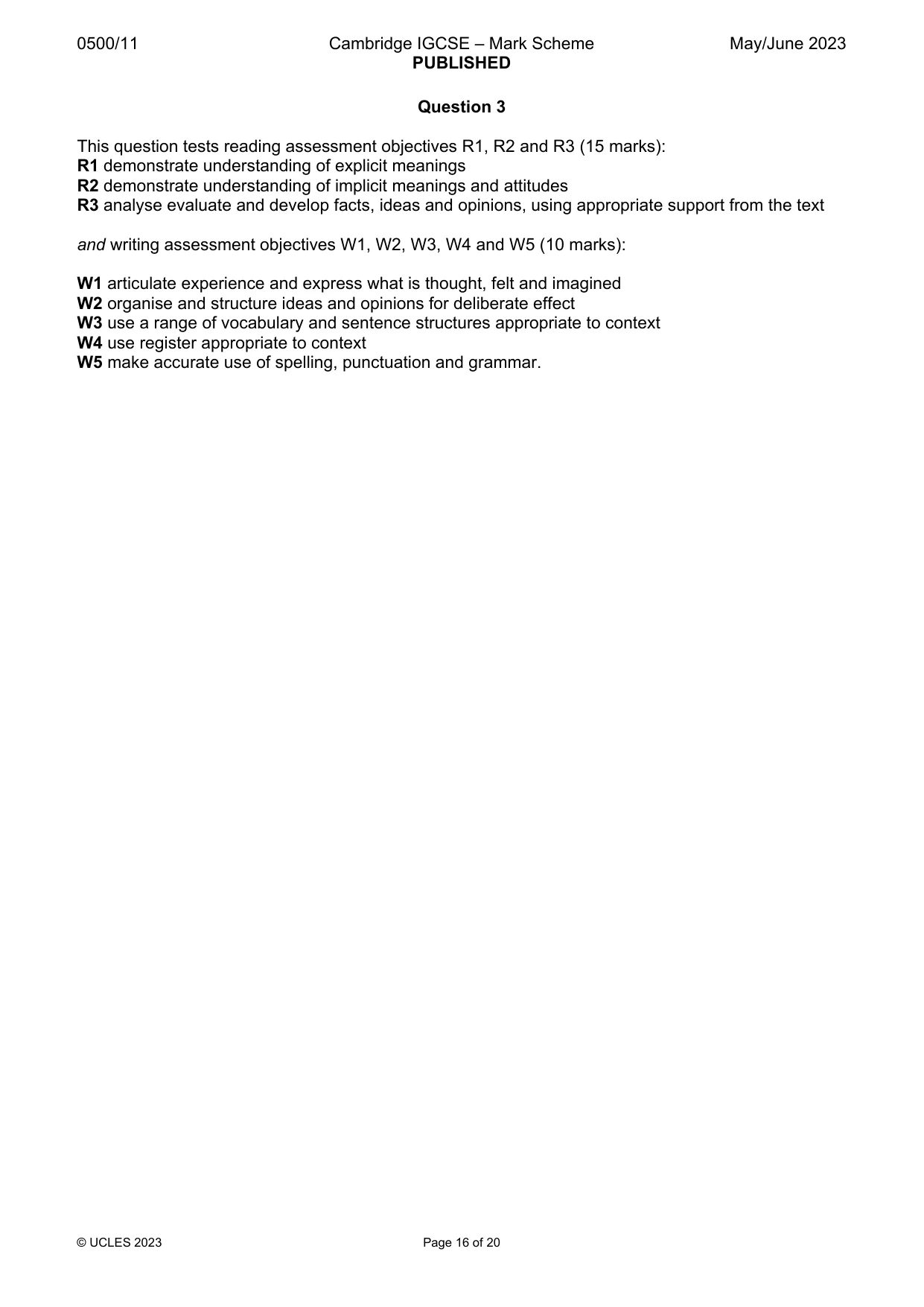 Mark scheme, page 16 of 20