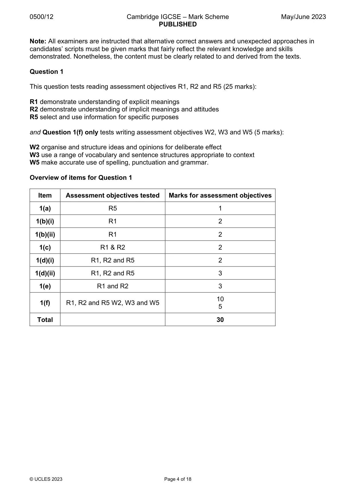 Mark scheme, page 4 of 18