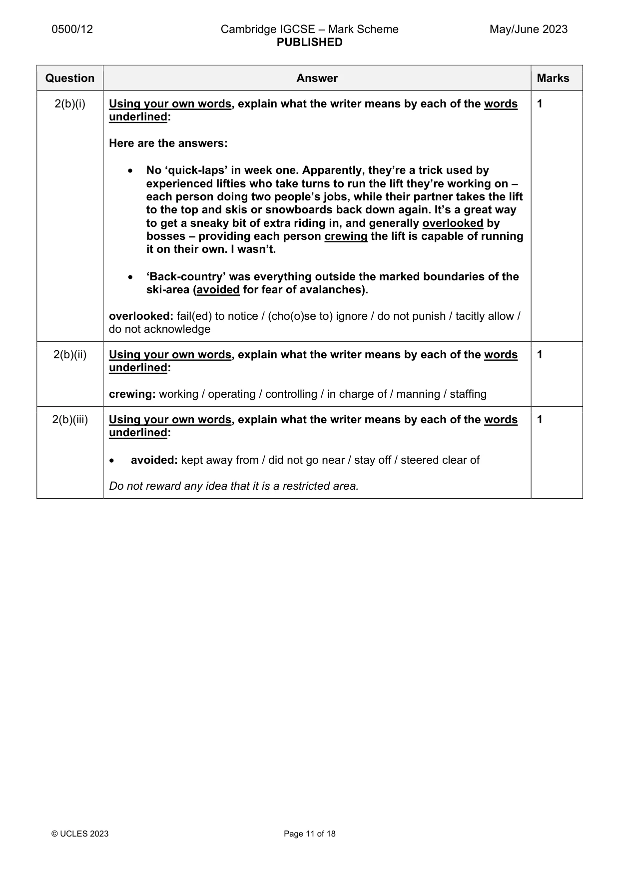 Mark scheme, page 11 of 18