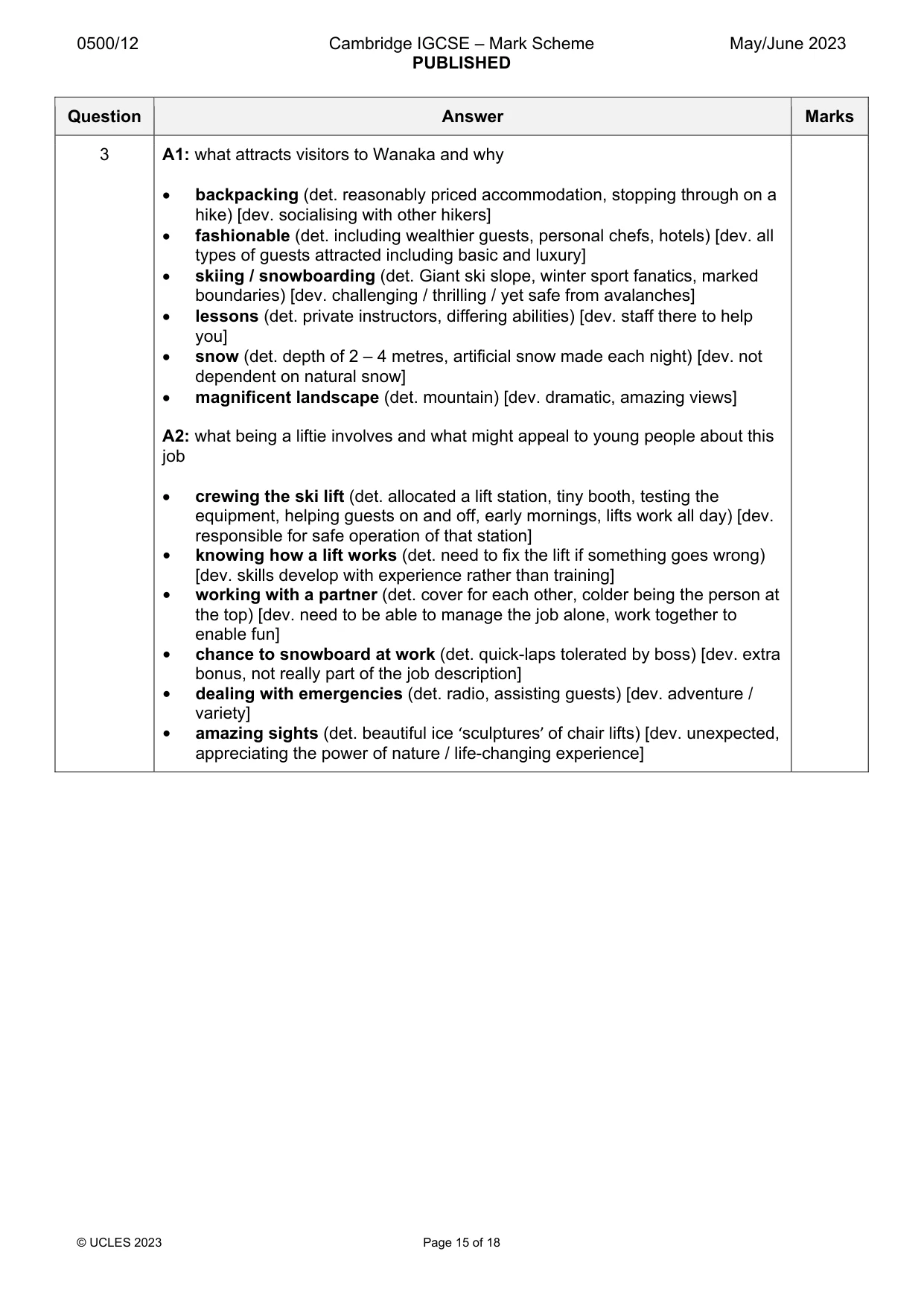 Mark scheme, page 15 of 18