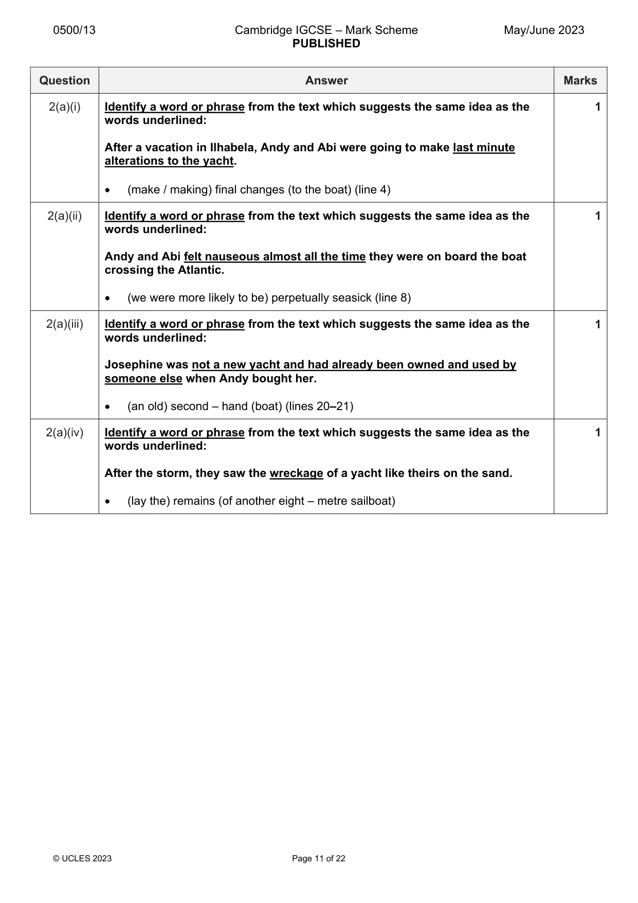 Mark scheme, page 11 of 22