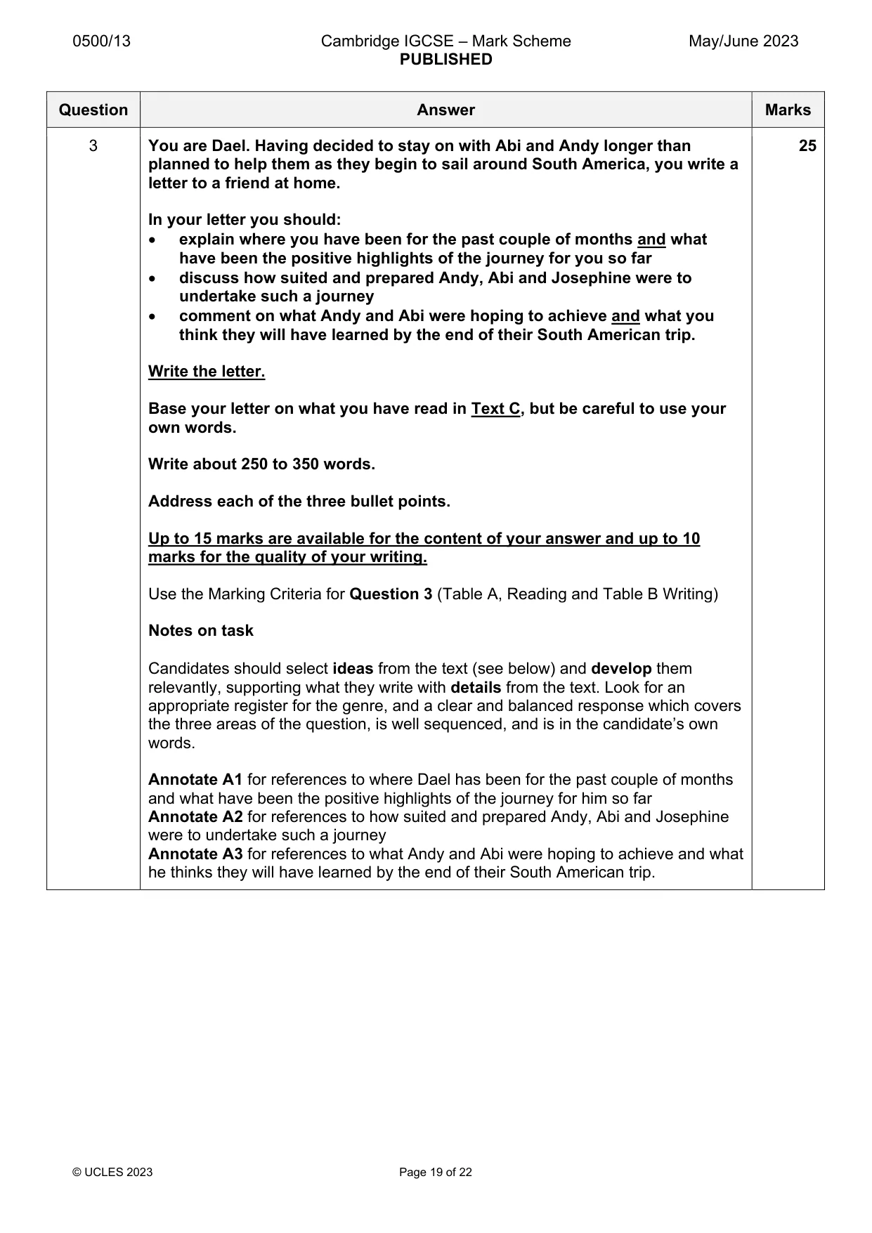Mark scheme, page 19 of 22