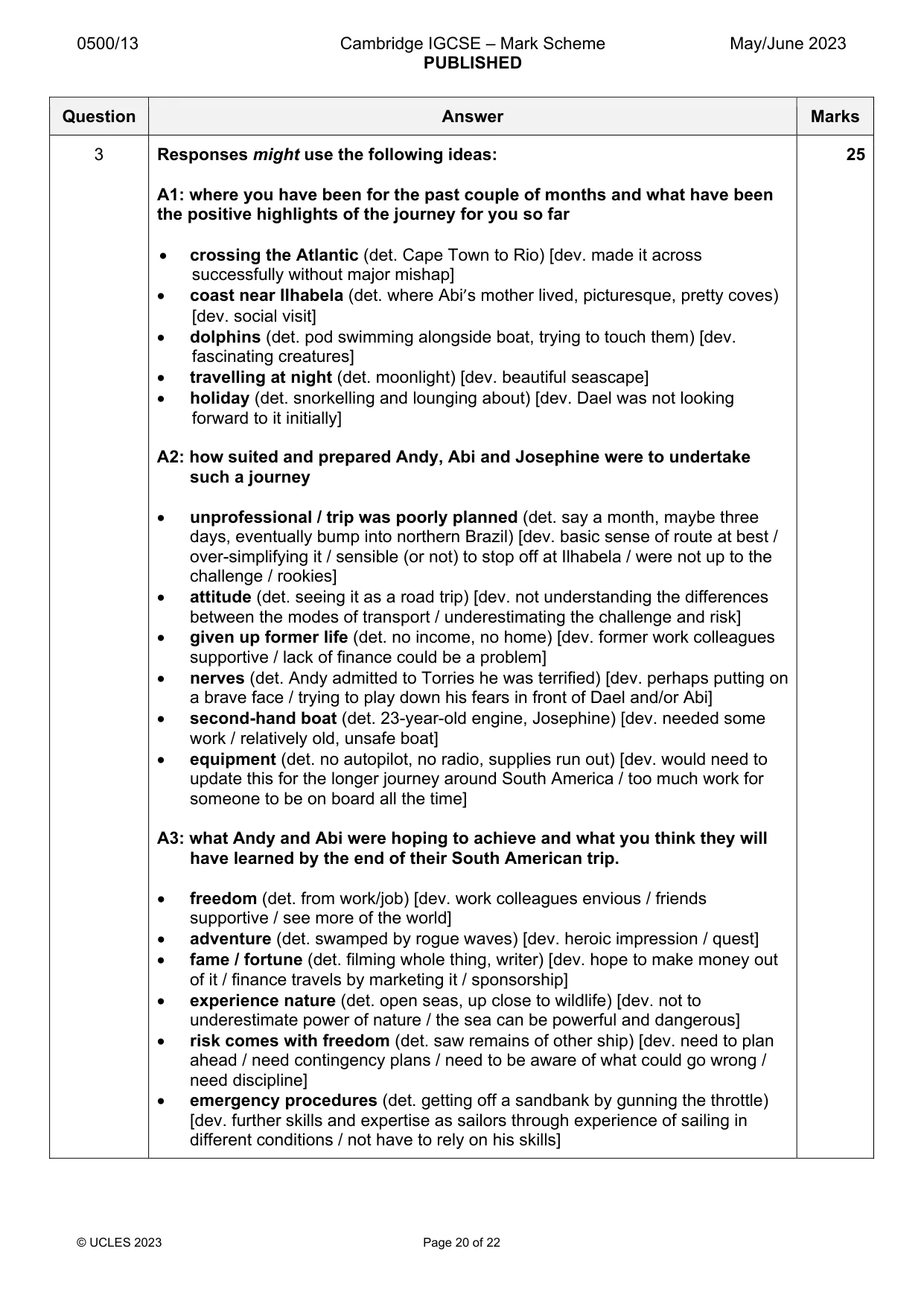 Mark scheme, page 20 of 22