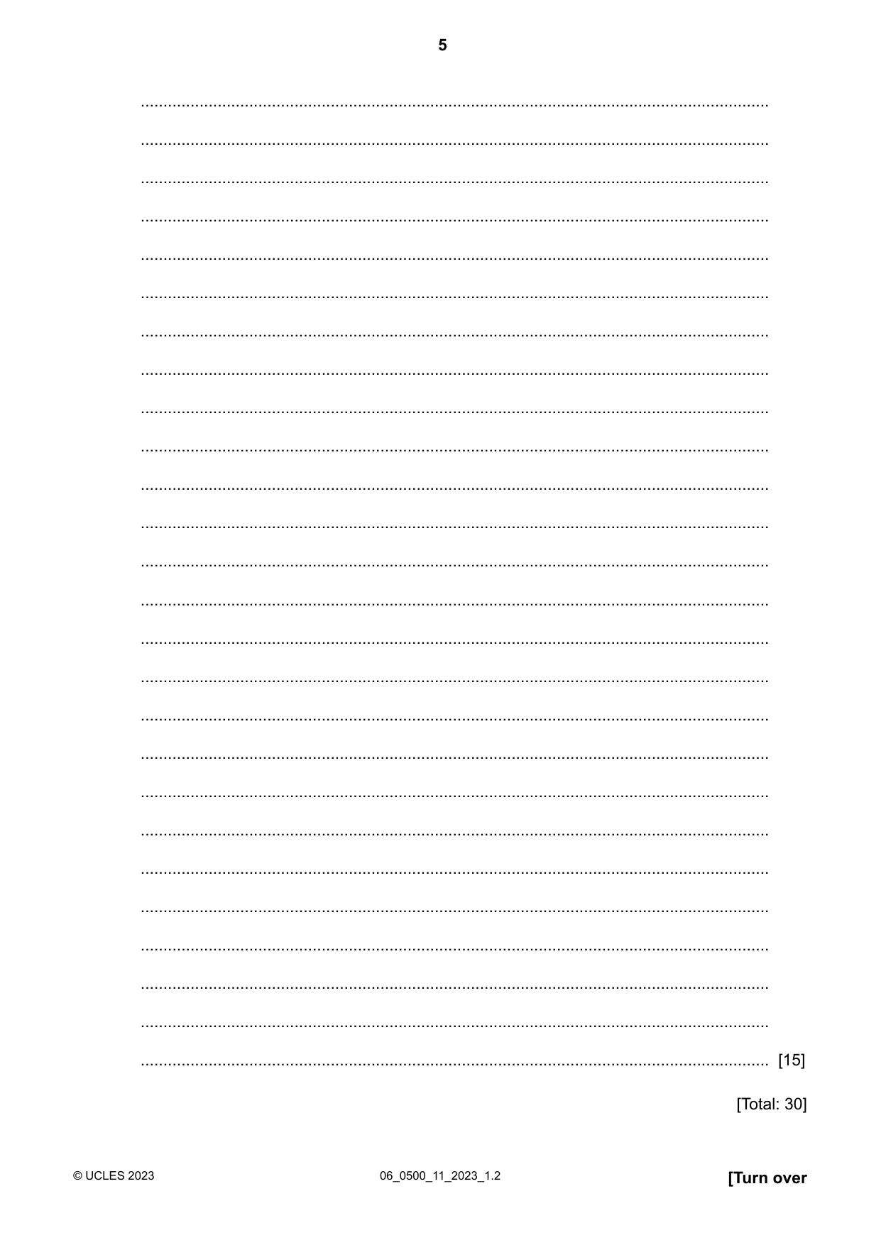 Cambridge IGCSE English - First Language 0500 2023 May/June Paper 1 · Variant 1 question paper, page 5 of 16