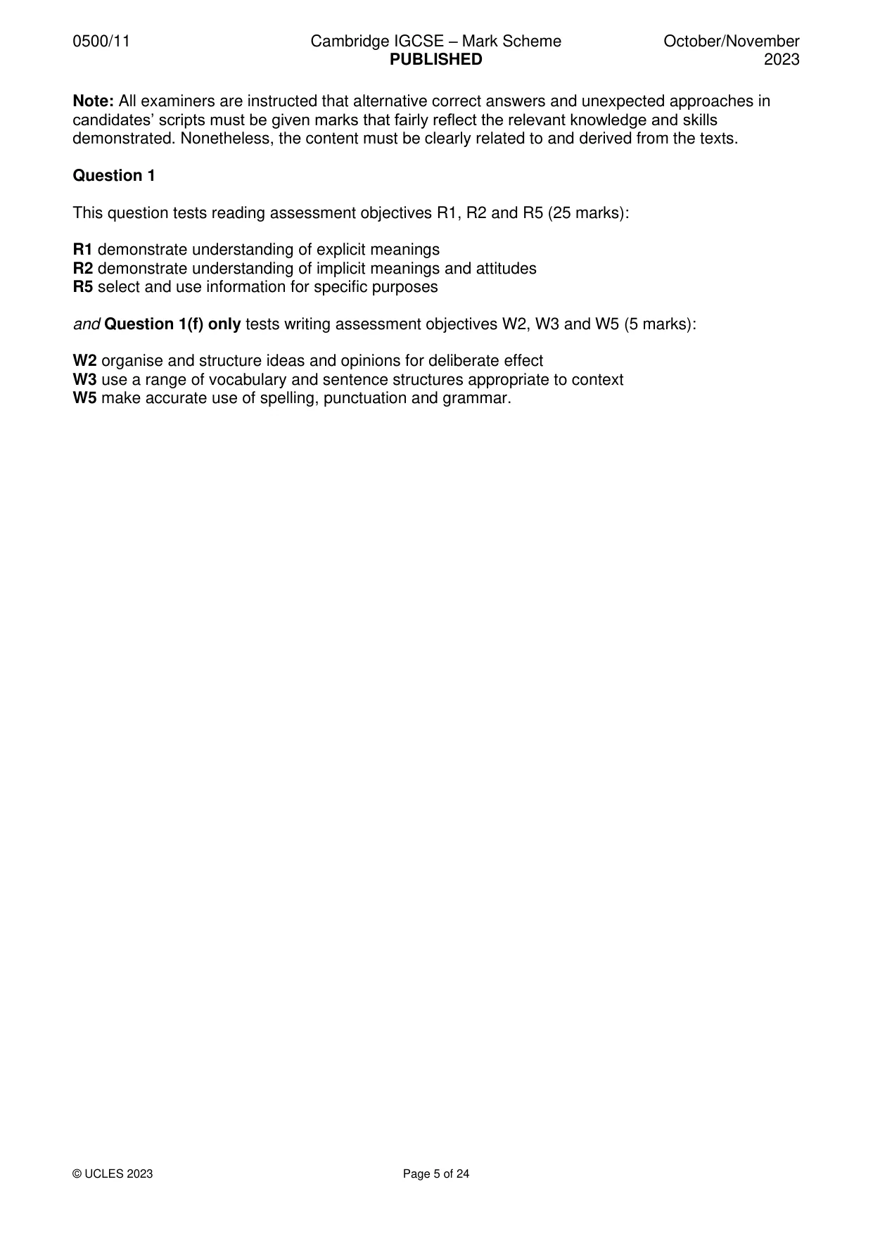 Mark scheme, page 5 of 24