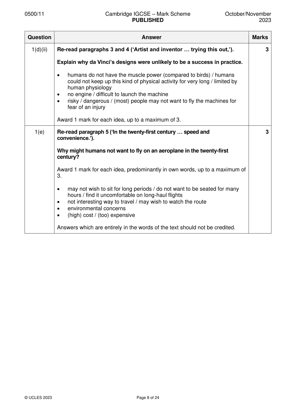 Mark scheme, page 8 of 24