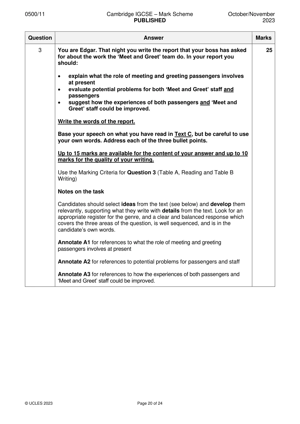 Mark scheme, page 20 of 24
