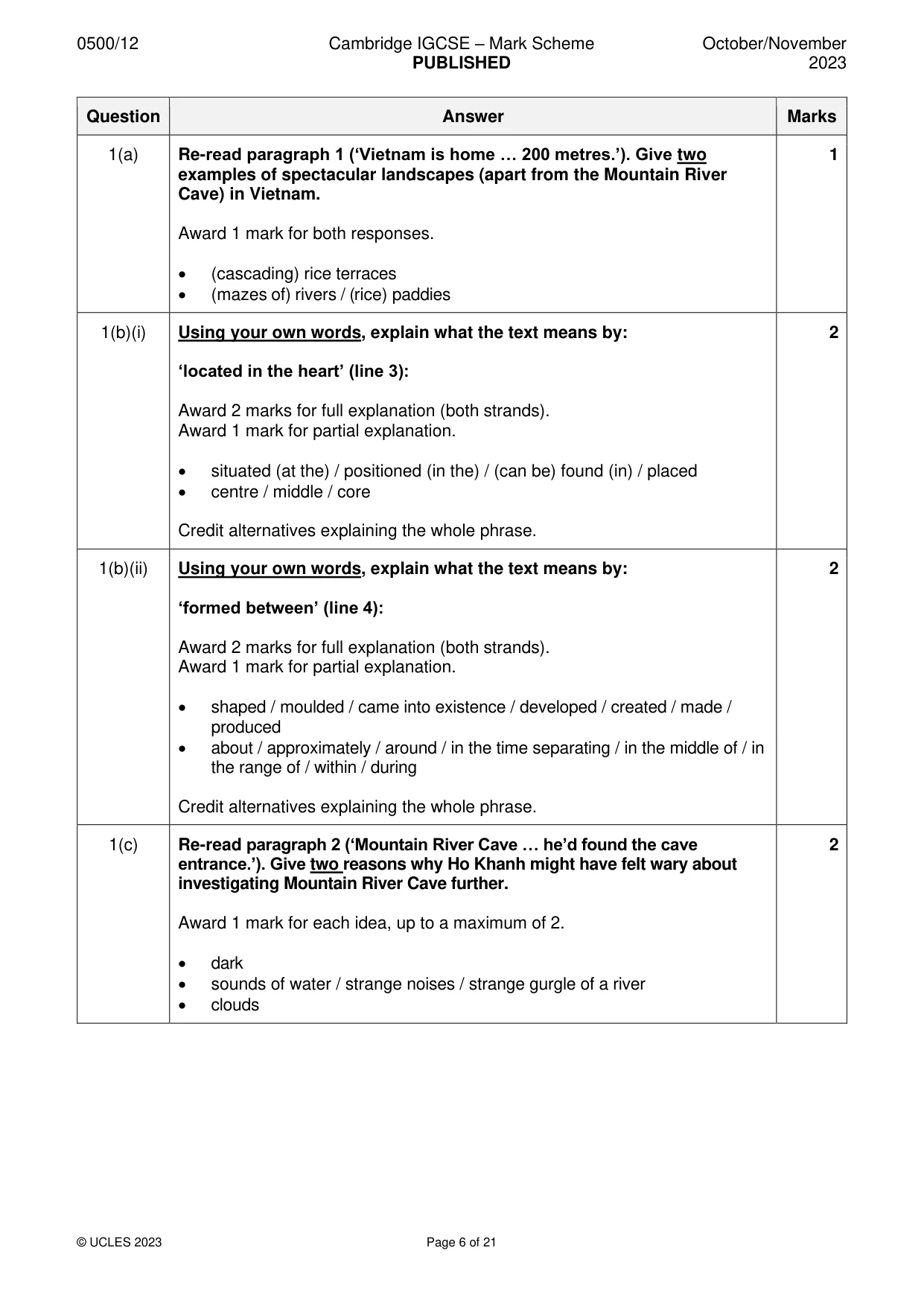 Mark scheme, page 6 of 21
