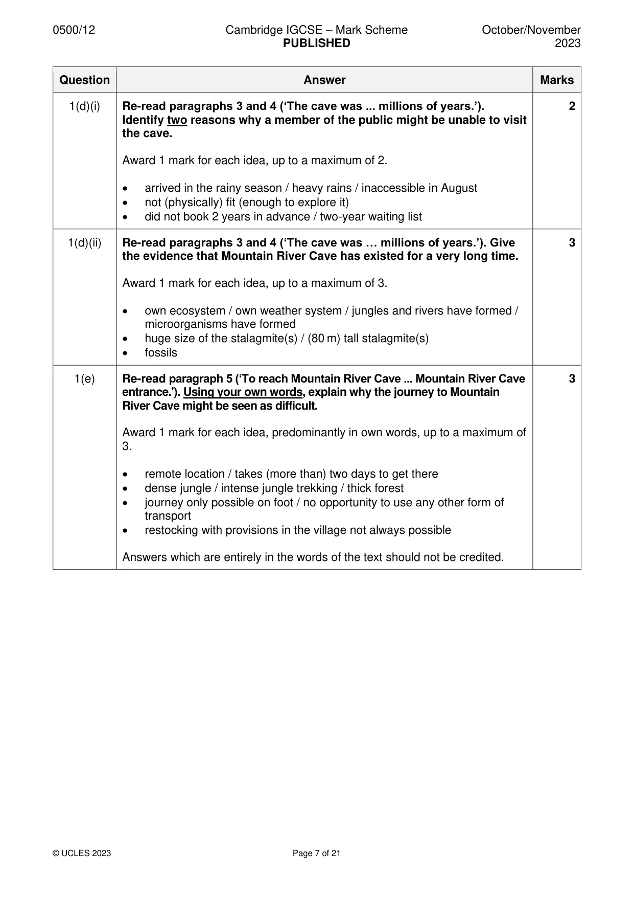 Mark scheme, page 7 of 21