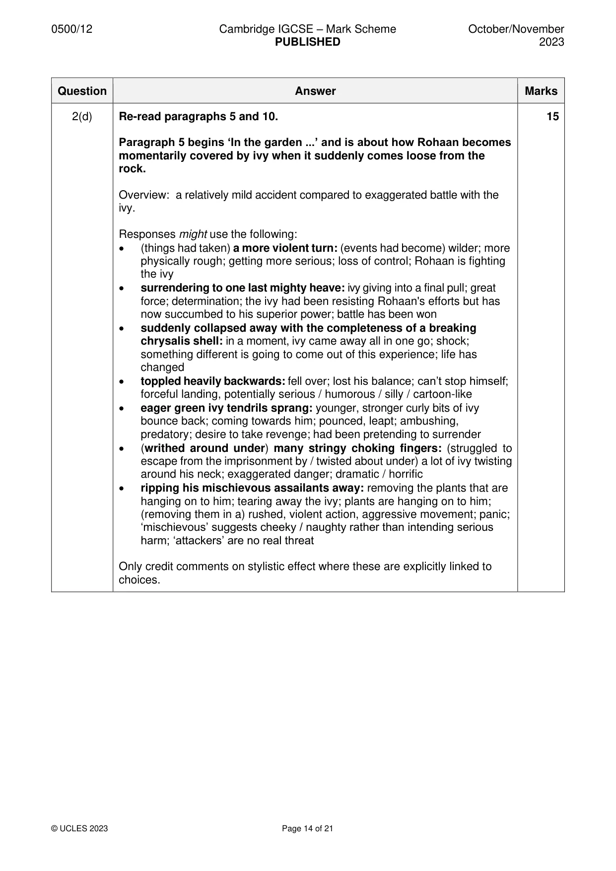 Mark scheme, page 14 of 21