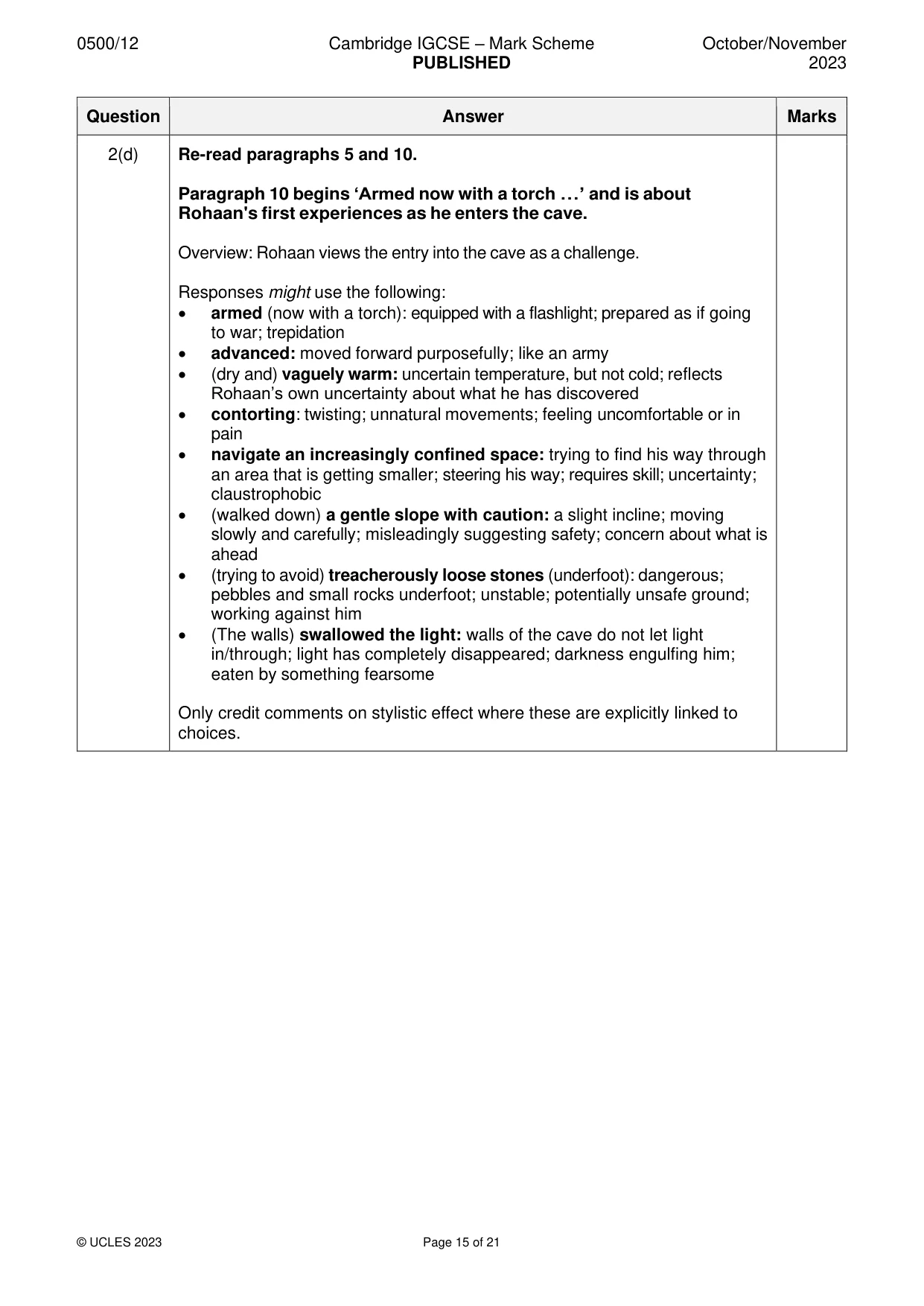 Mark scheme, page 15 of 21