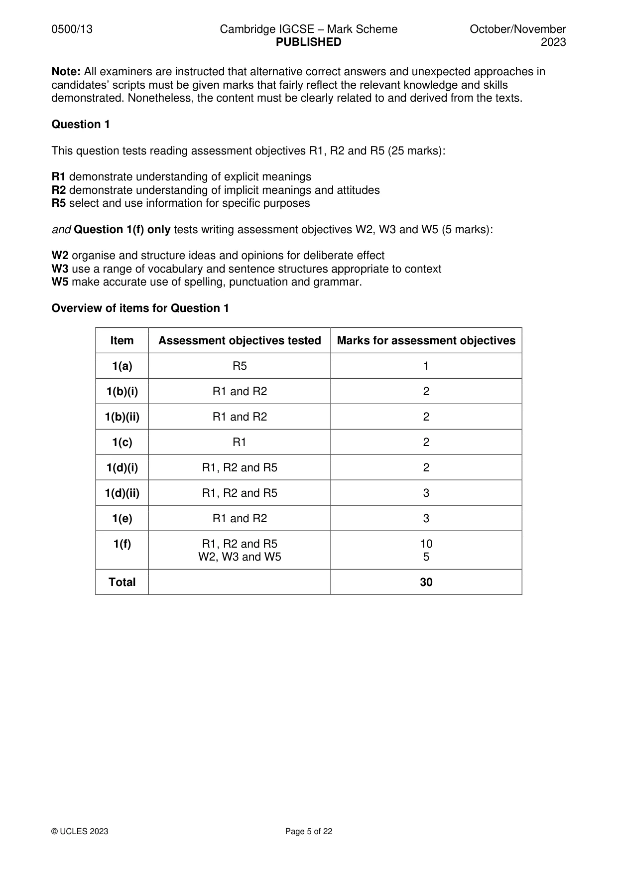 Mark scheme, page 5 of 22