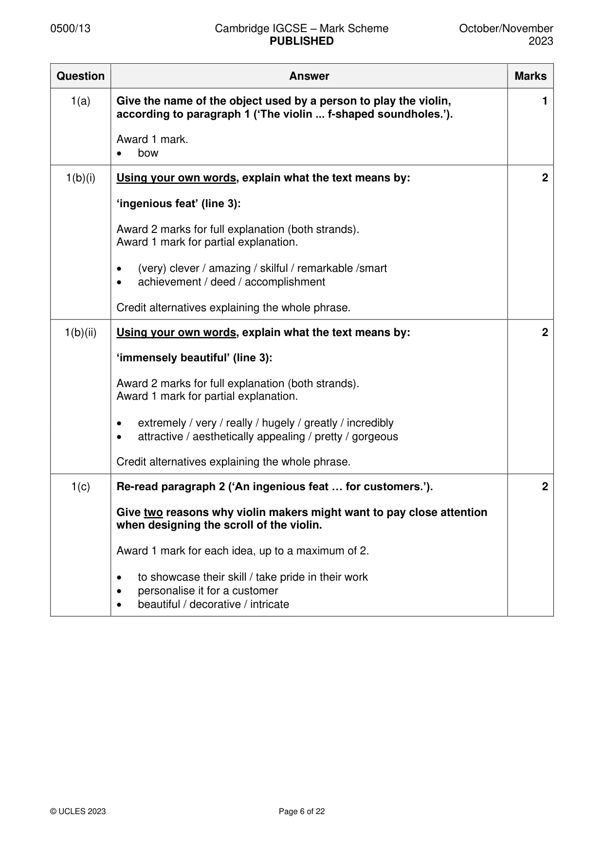 Mark scheme, page 6 of 22