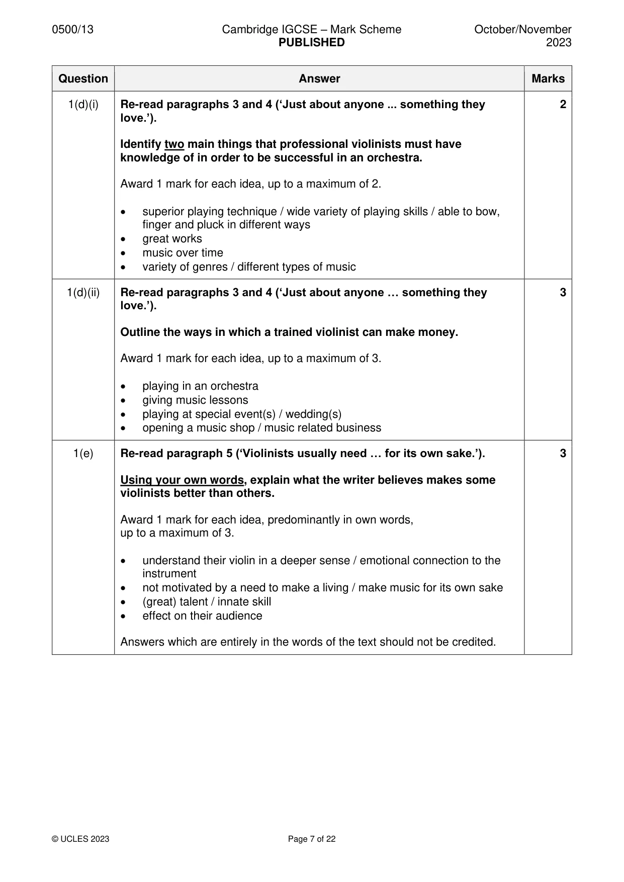 Mark scheme, page 7 of 22