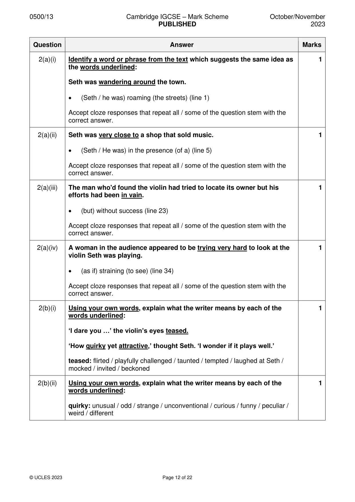 Mark scheme, page 12 of 22