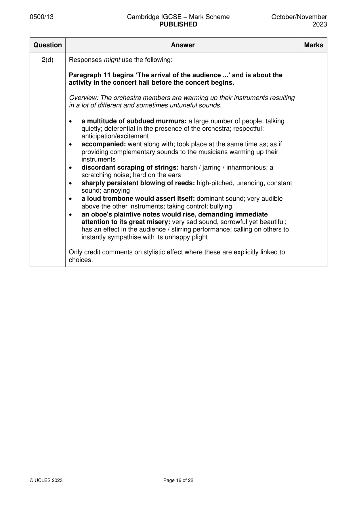Mark scheme, page 16 of 22