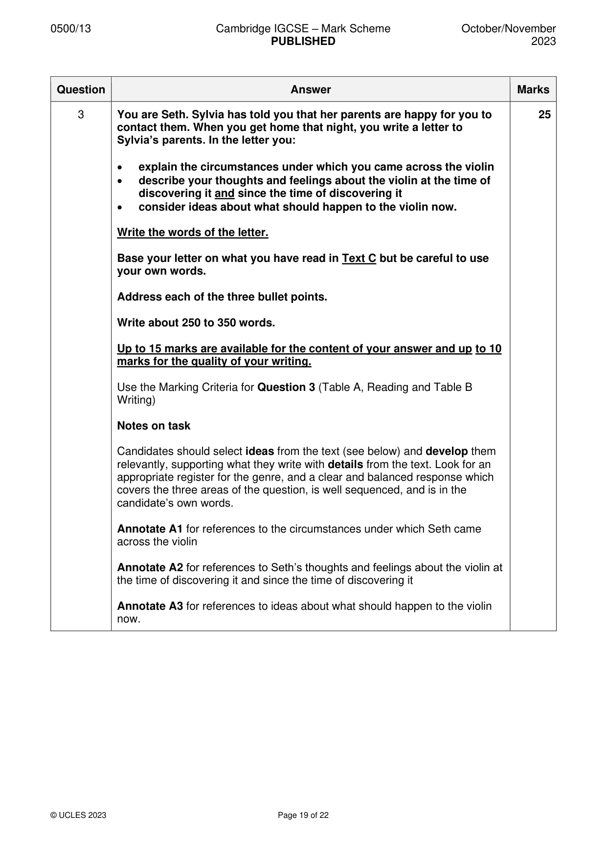 Mark scheme, page 19 of 22