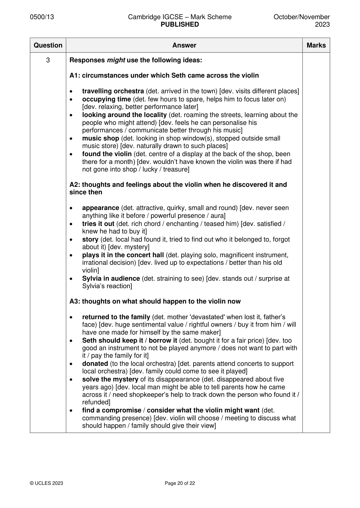 Mark scheme, page 20 of 22