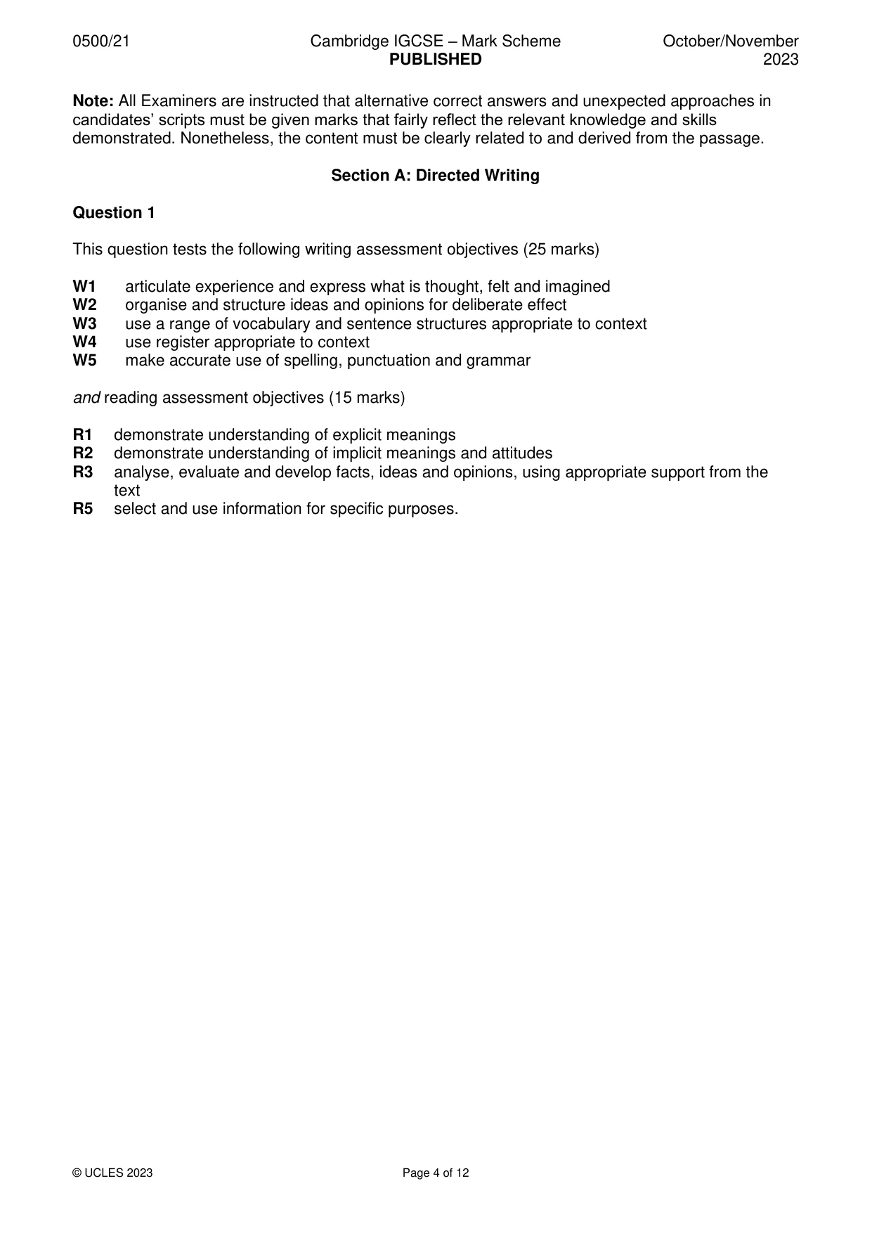 Mark scheme, page 4 of 12