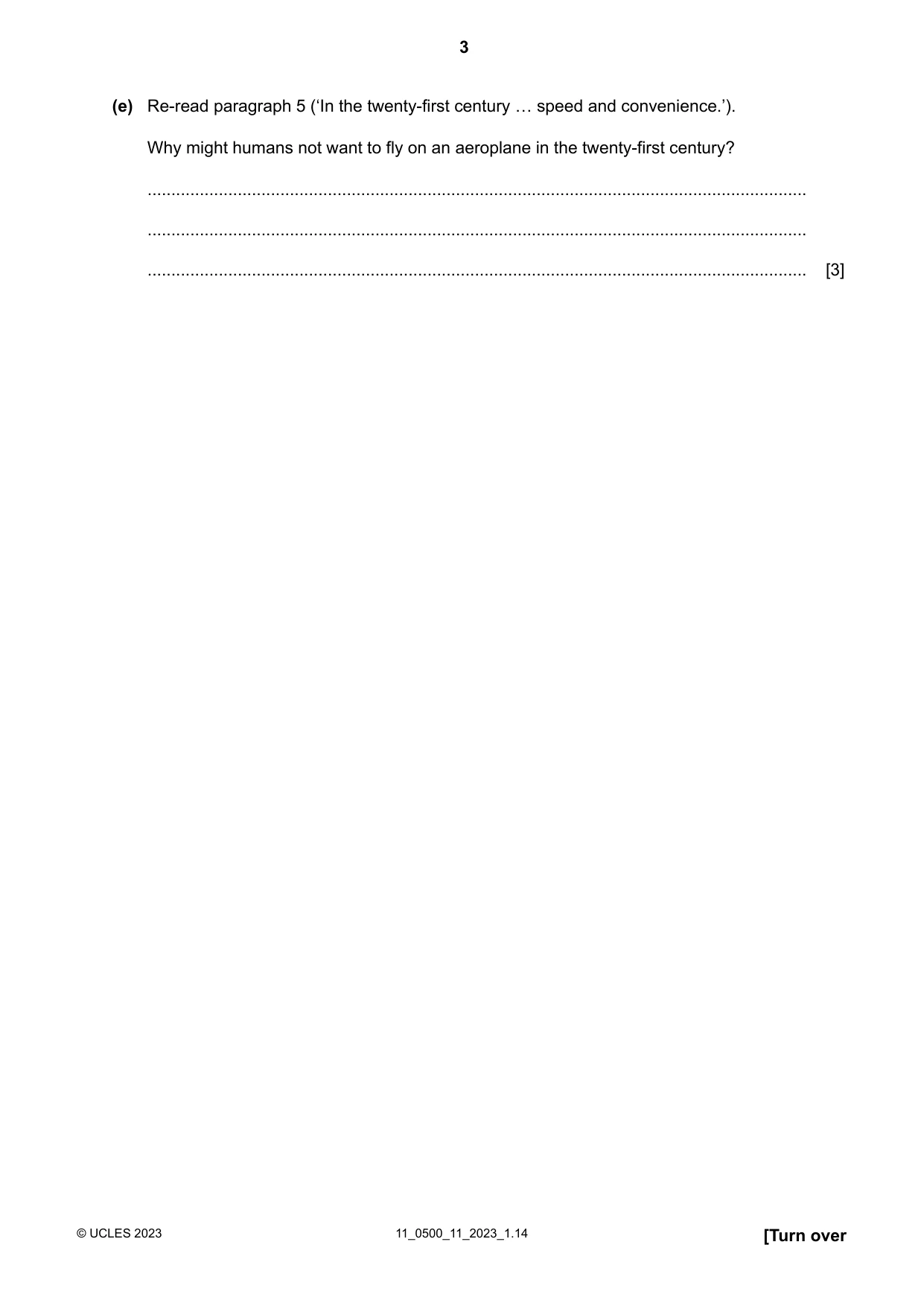 Cambridge IGCSE English - First Language 0500 2023 Oct/Nov Paper 1 · Variant 1 question paper, page 3 of 16