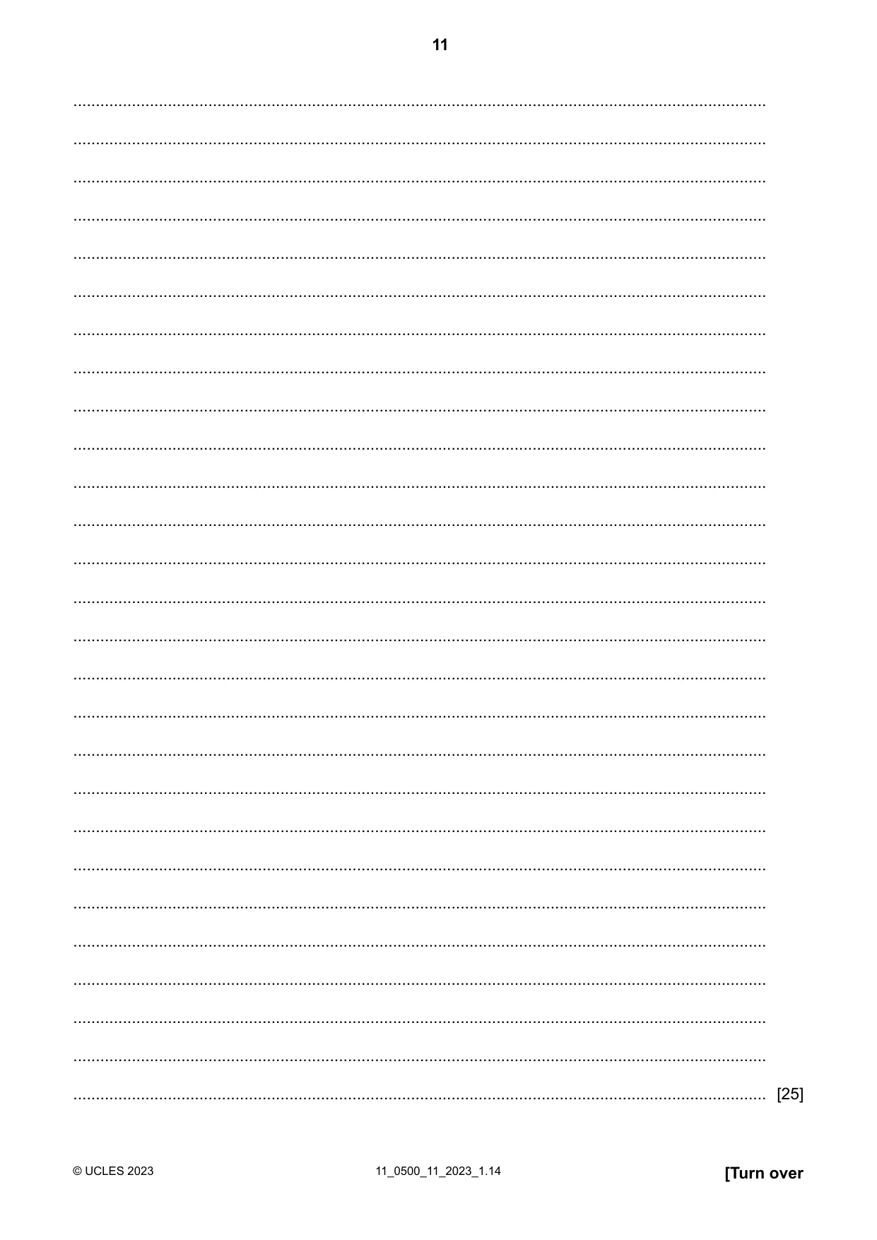 Cambridge IGCSE English - First Language 0500 2023 Oct/Nov Paper 1 · Variant 1 question paper, page 11 of 16