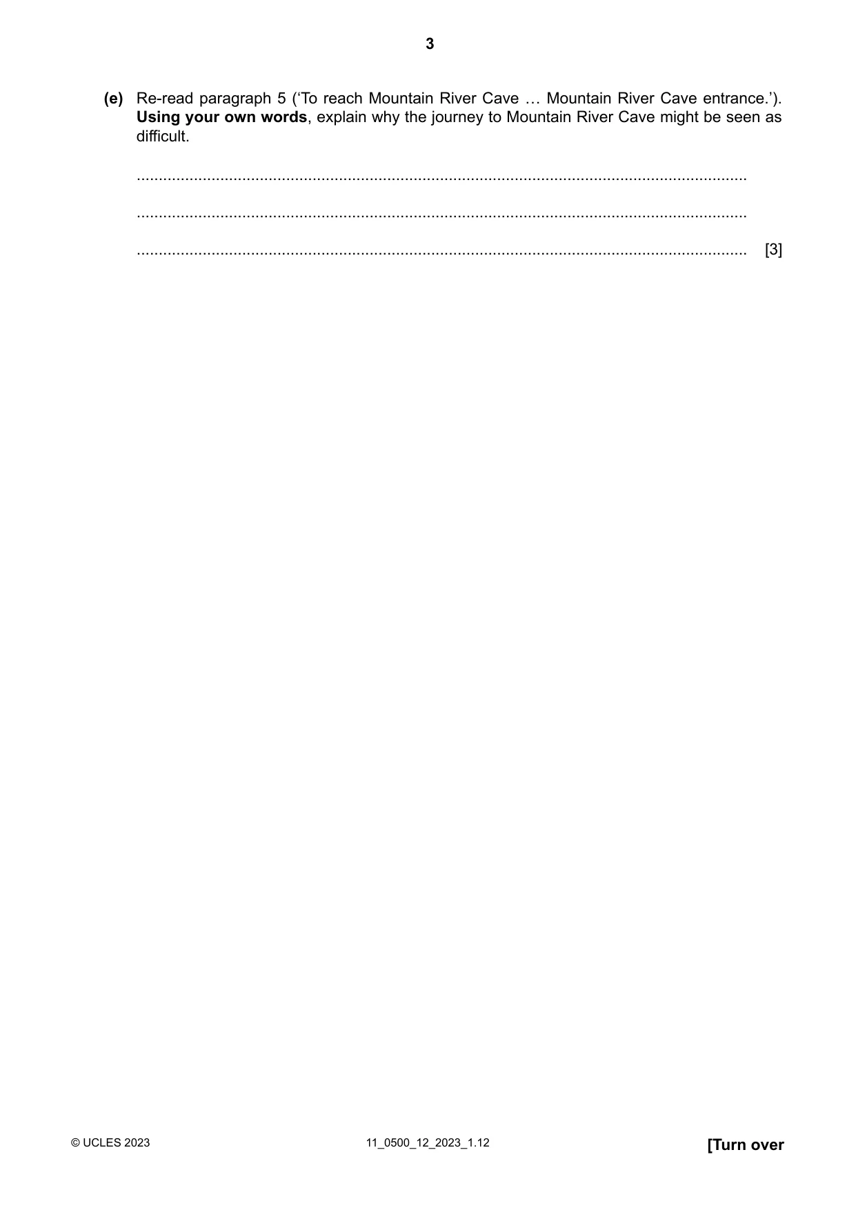 Cambridge IGCSE English - First Language 0500 2023 Oct/Nov Paper 1 · Variant 2 question paper, page 3 of 16