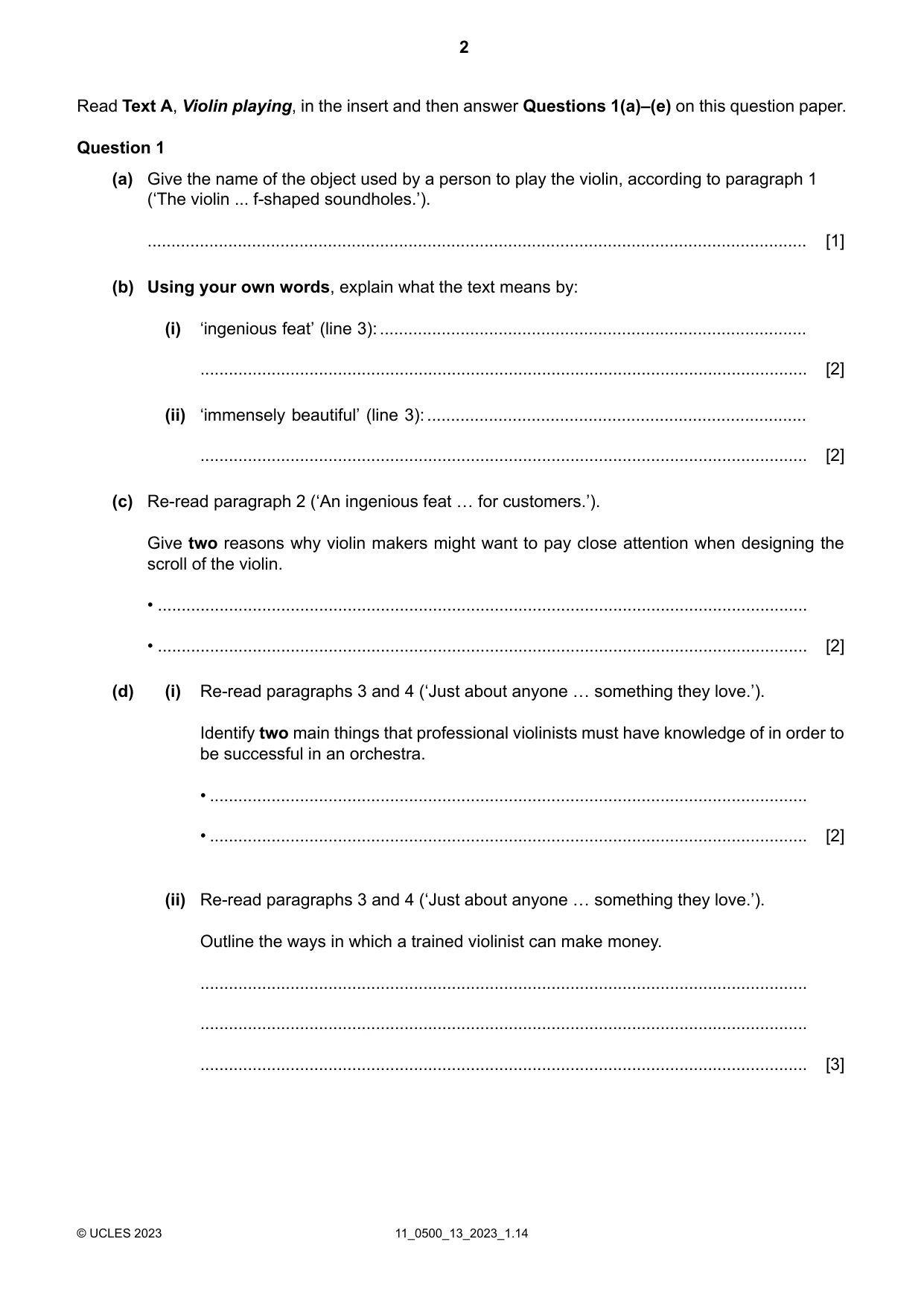 Cambridge IGCSE English - First Language 0500 2023 Oct/Nov Paper 1 · Variant 3 question paper, page 2 of 16