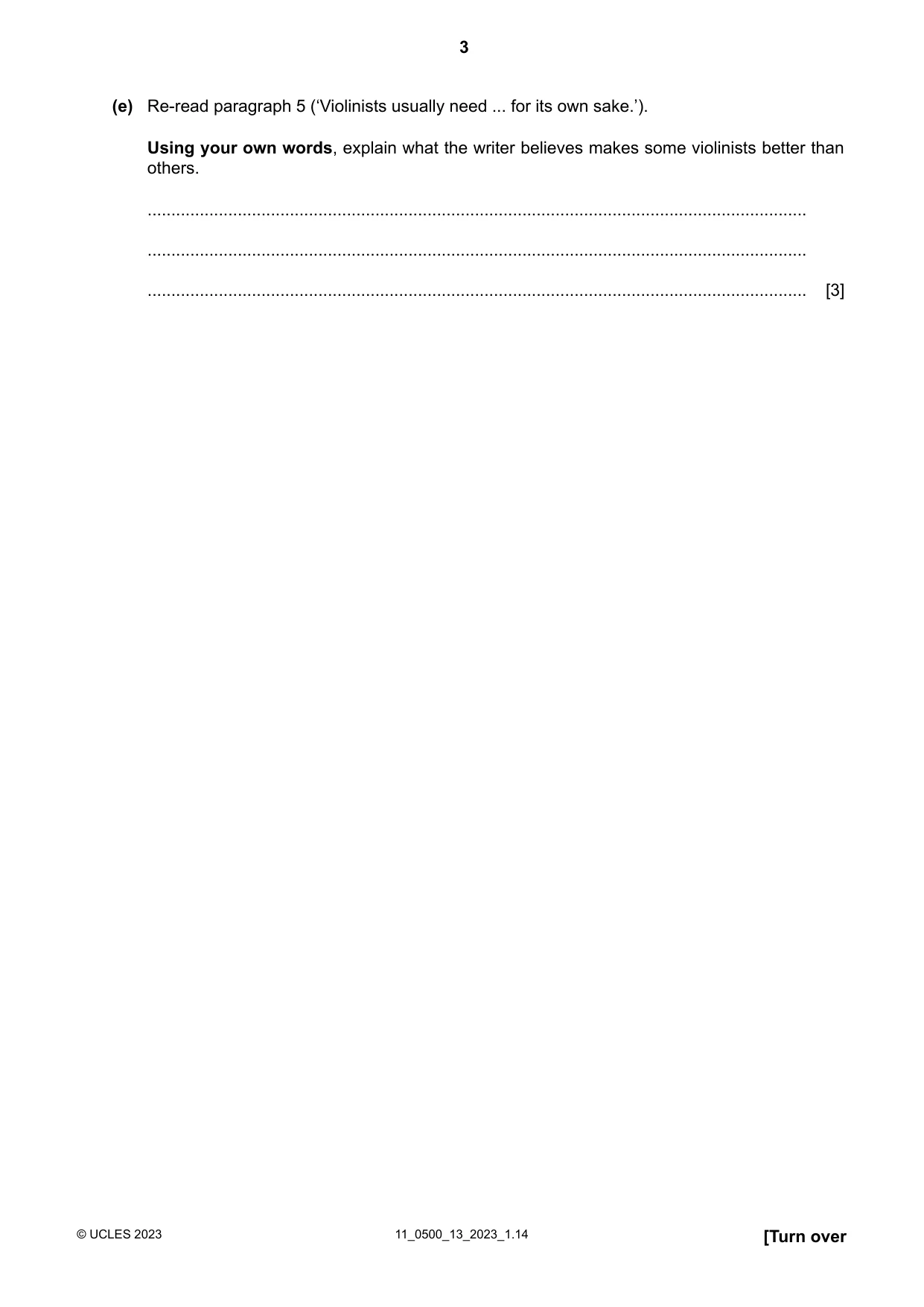 Cambridge IGCSE English - First Language 0500 2023 Oct/Nov Paper 1 · Variant 3 question paper, page 3 of 16