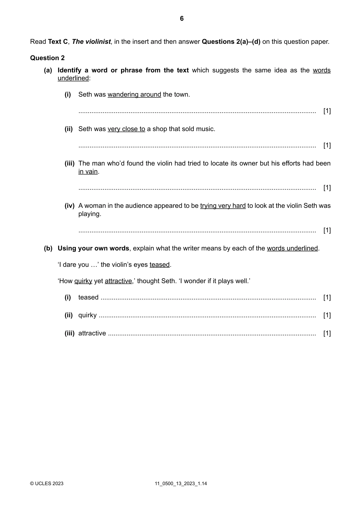Cambridge IGCSE English - First Language 0500 2023 Oct/Nov Paper 1 · Variant 3 question paper, page 6 of 16