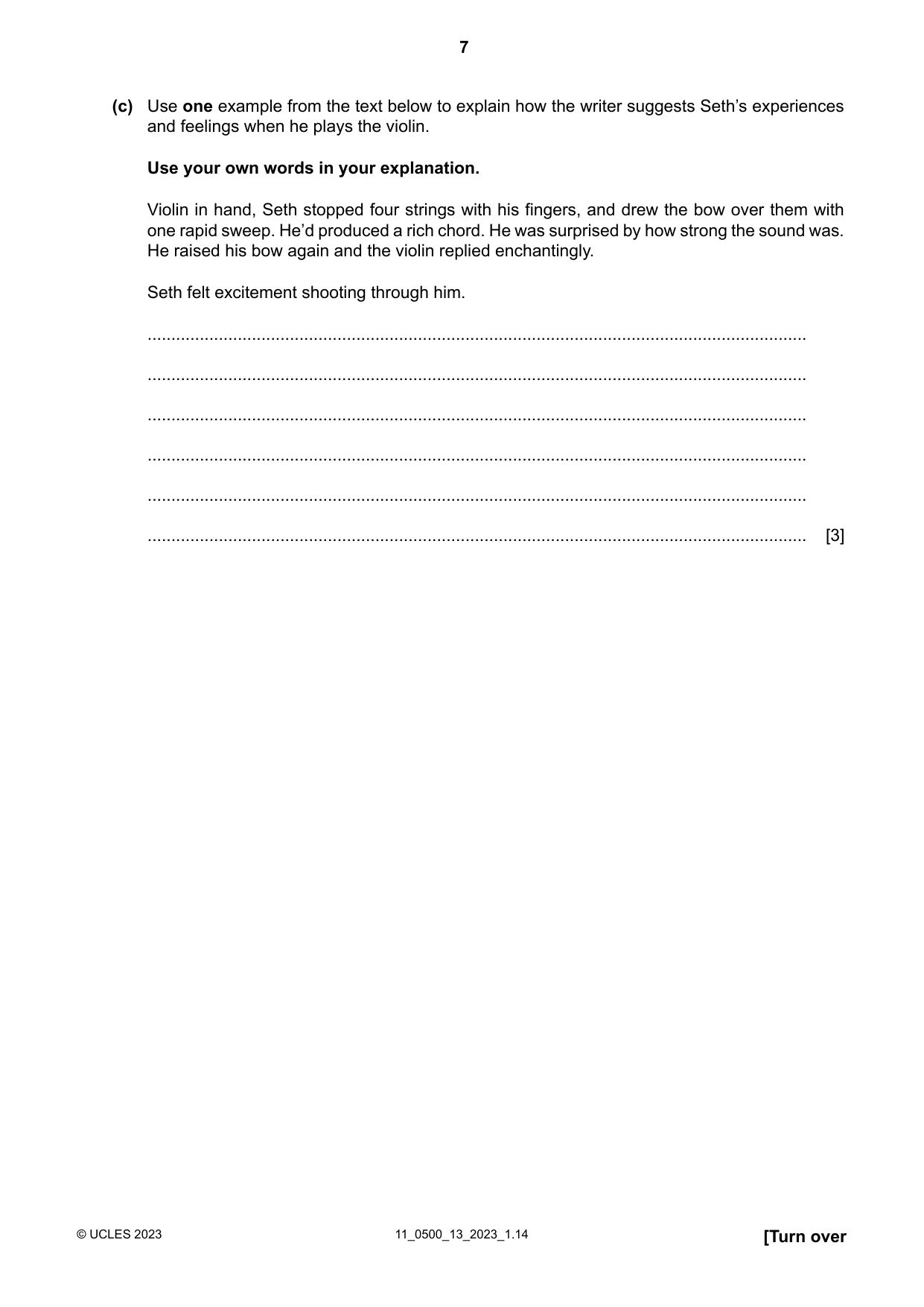 Cambridge IGCSE English - First Language 0500 2023 Oct/Nov Paper 1 · Variant 3 question paper, page 7 of 16