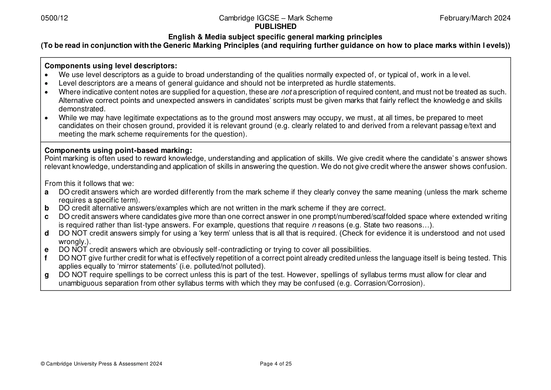 Mark scheme, page 4 of 25